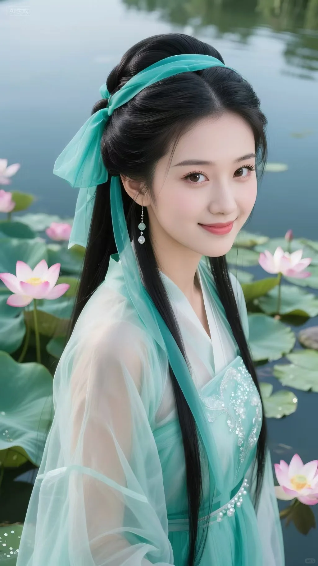 荷花美景配上汉服太绝了 汉服美人壁纸