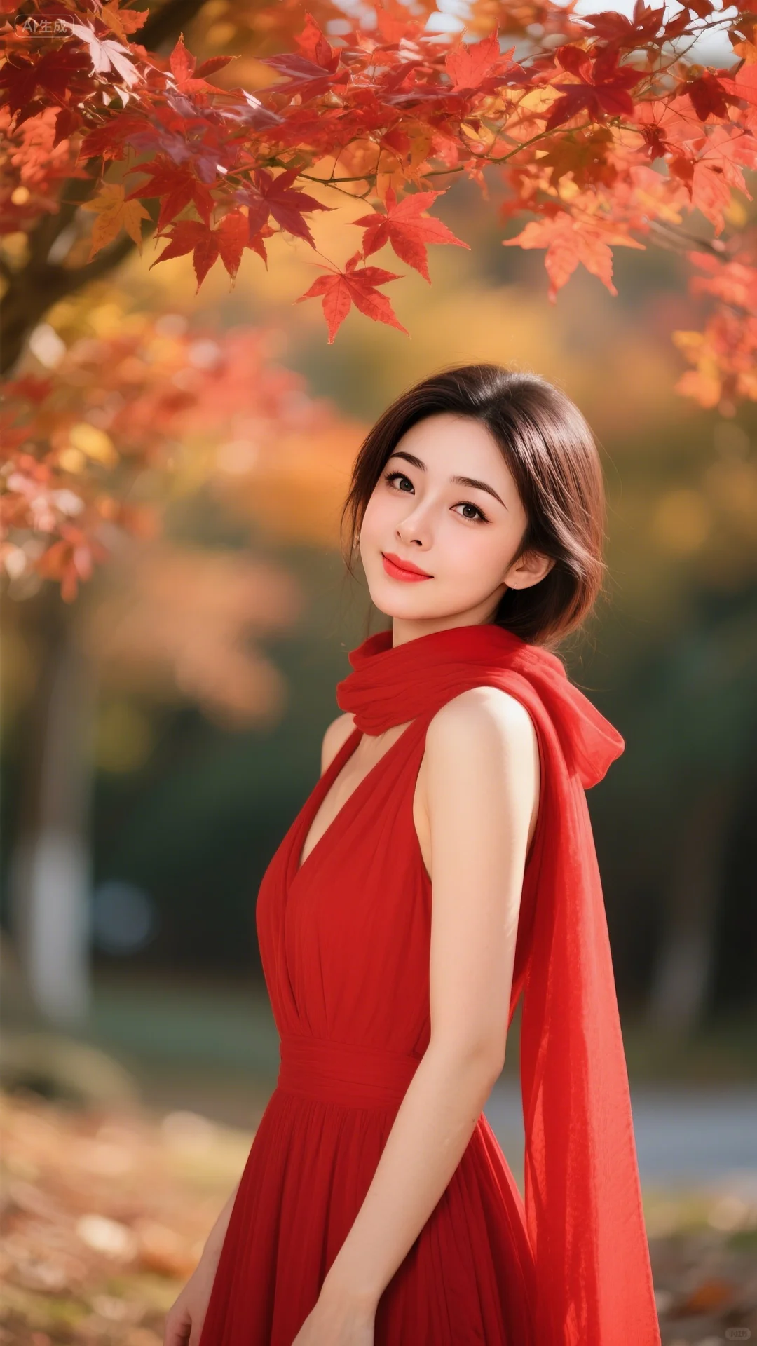 美到骨子里的红裙姑娘！