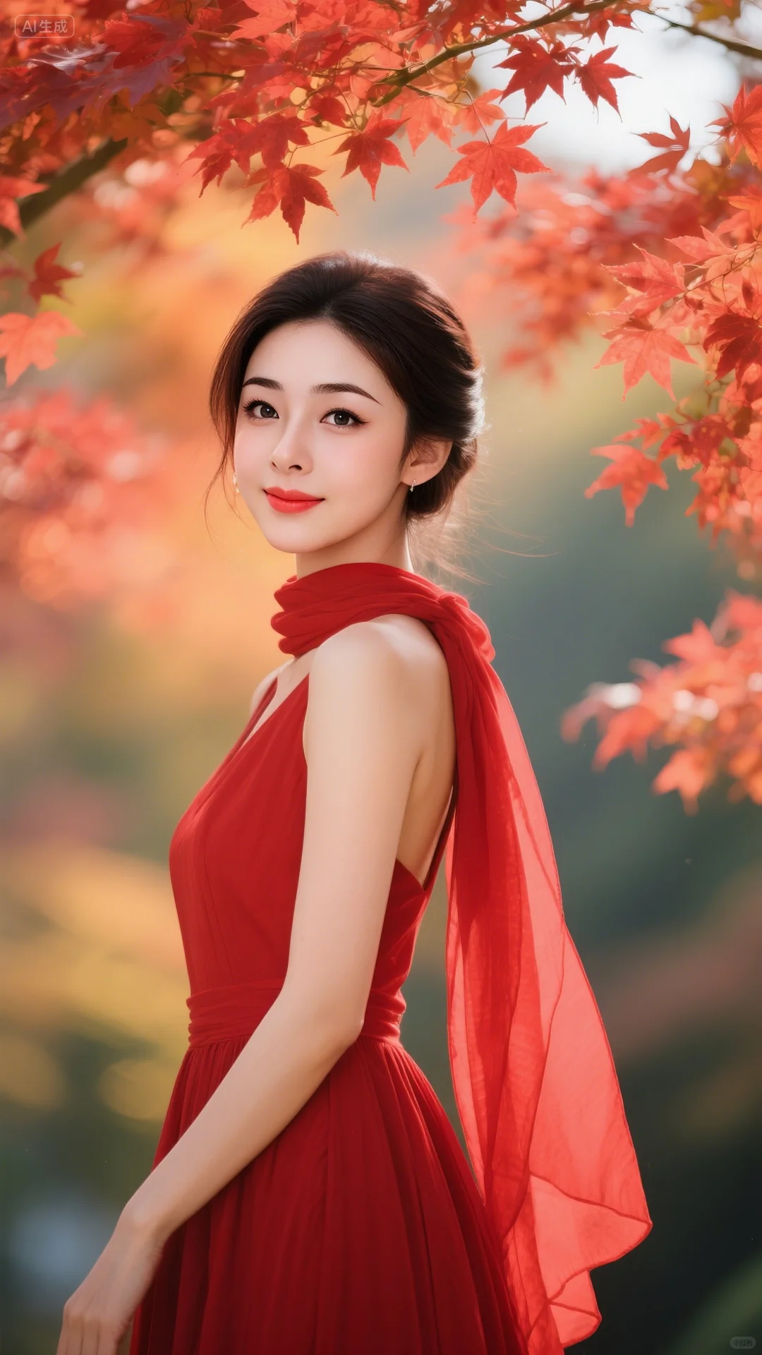 美到骨子里的红裙姑娘！