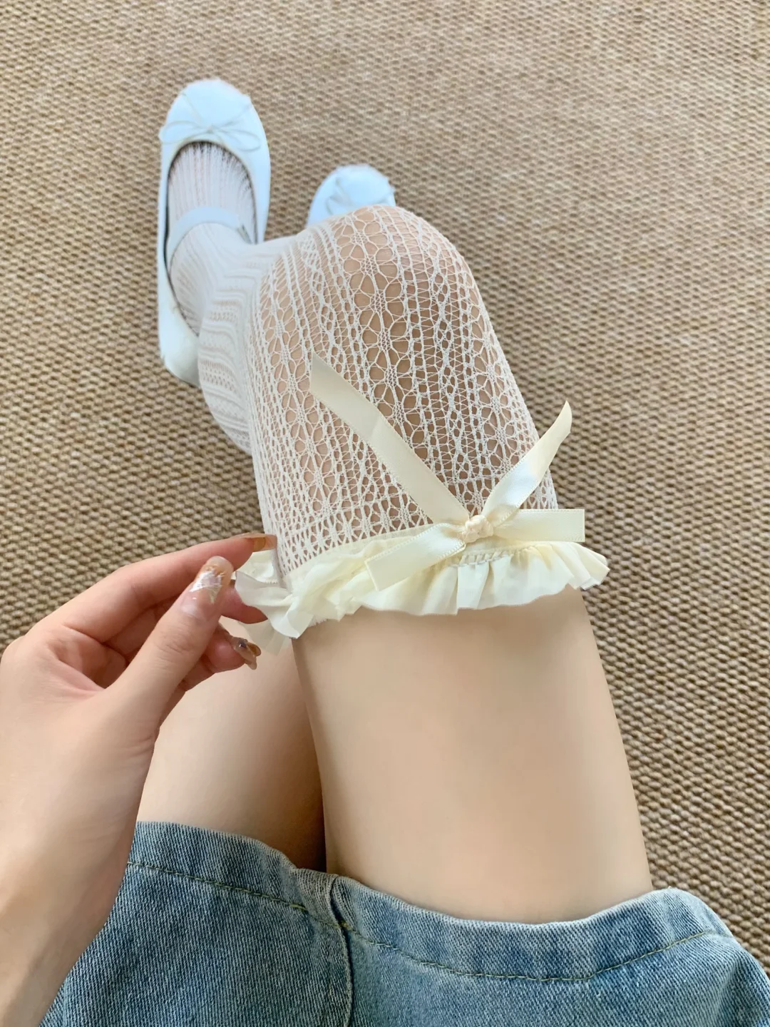 啊啊啊啊蝴蝶结过膝网袜！！美晕了家人们！