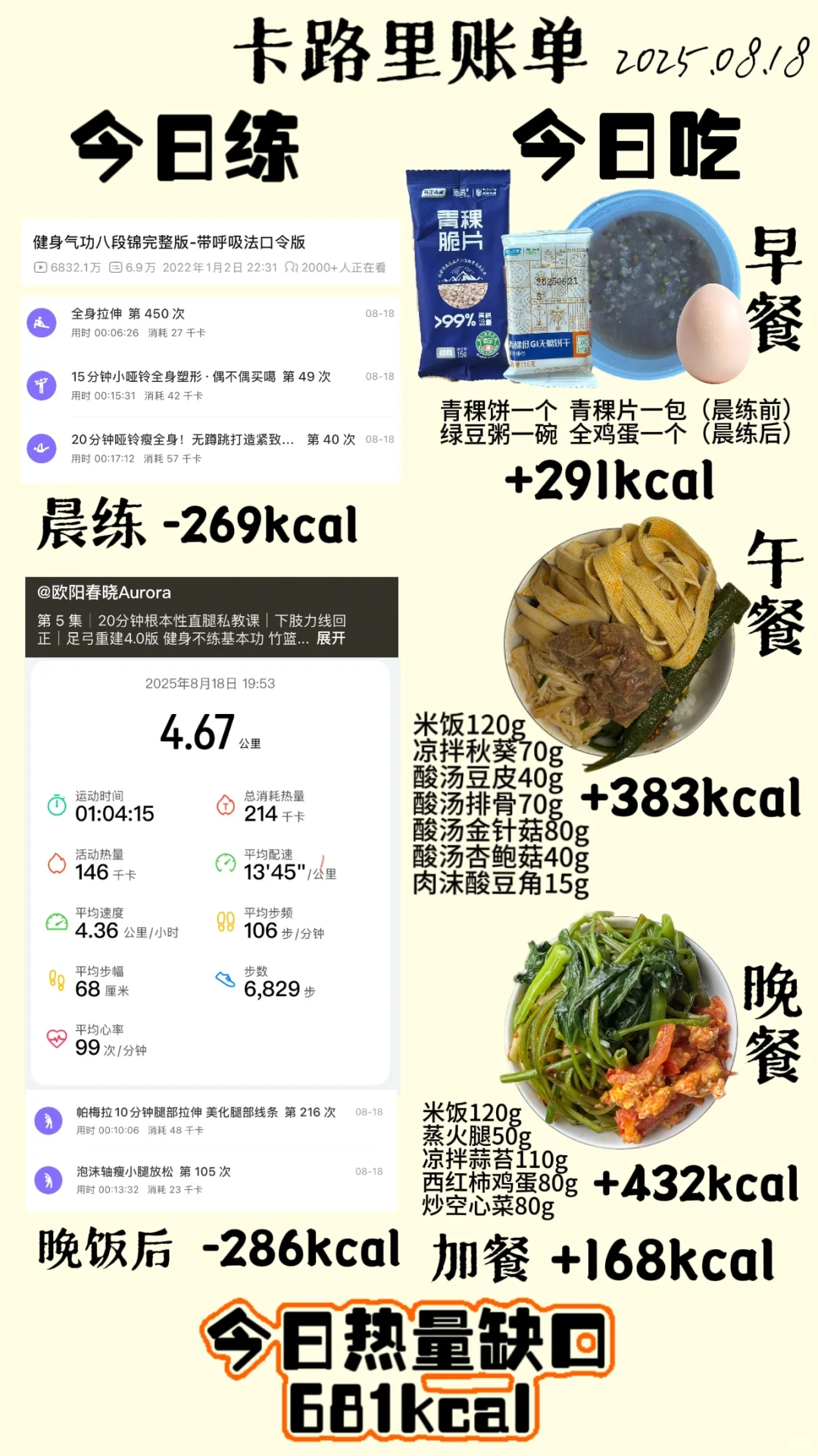 8.18一日卡路里账单