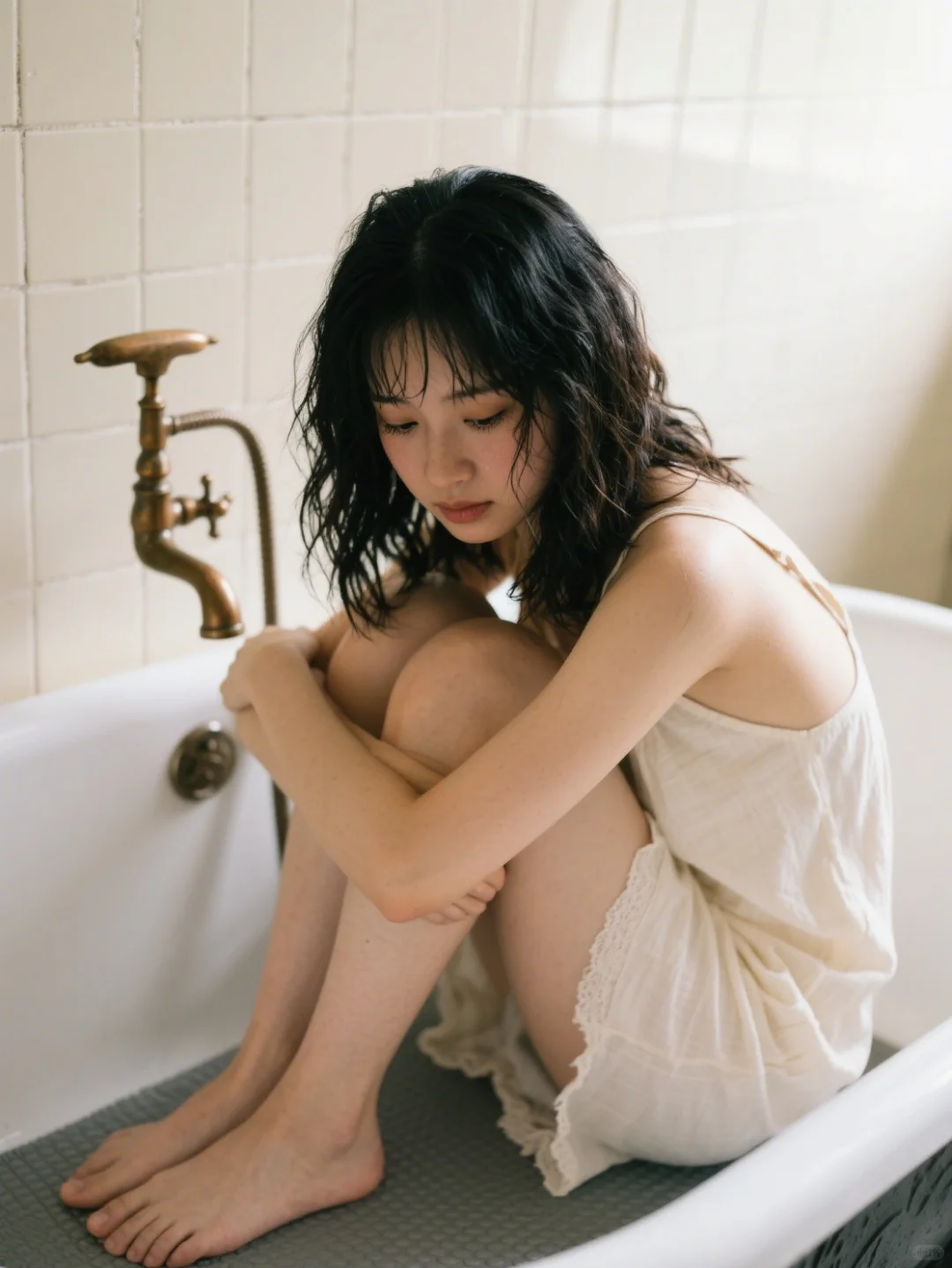 松弛感拉满🍃 旧浴室拍出电影感写真