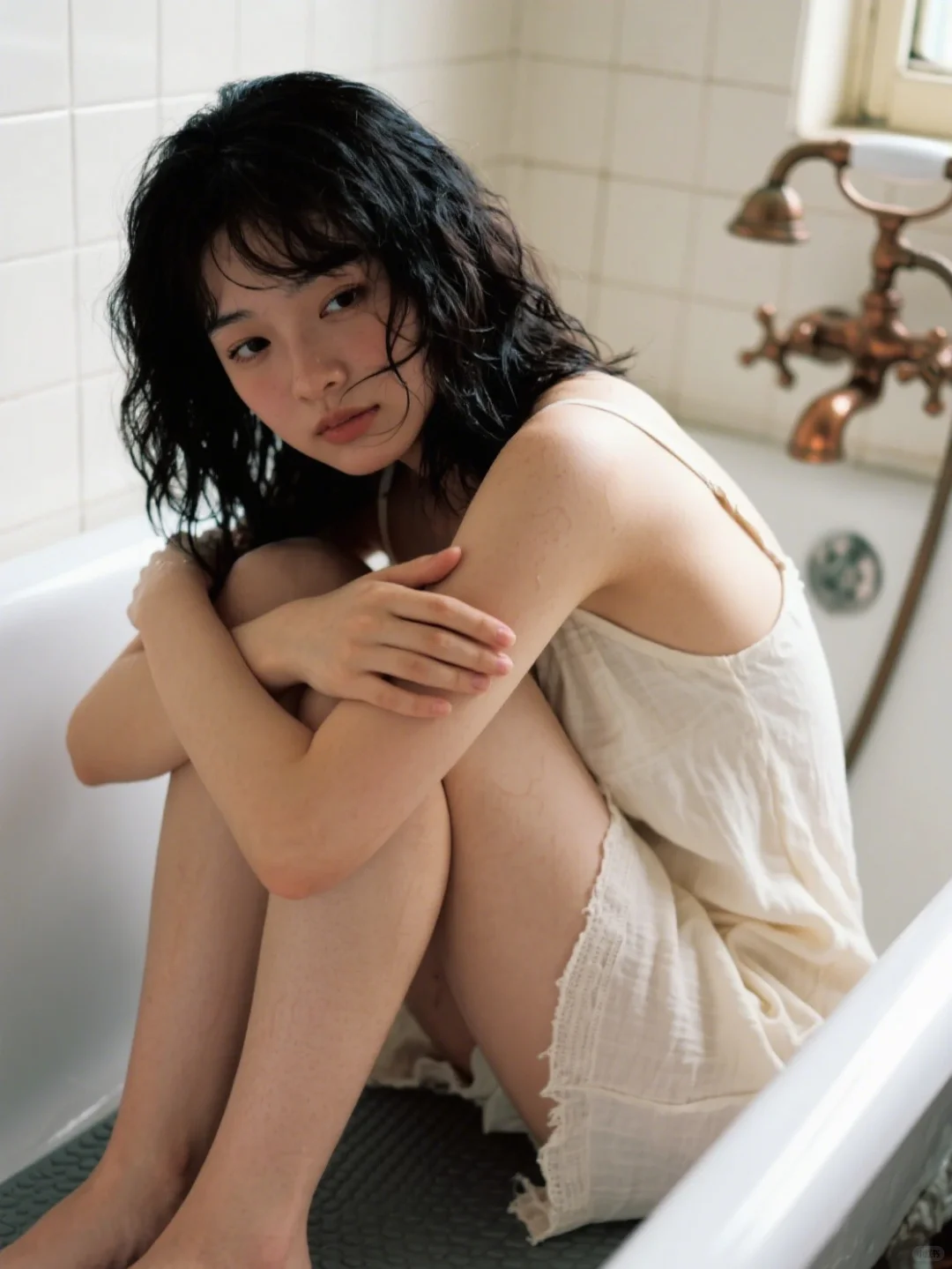 松弛感拉满🍃 旧浴室拍出电影感写真