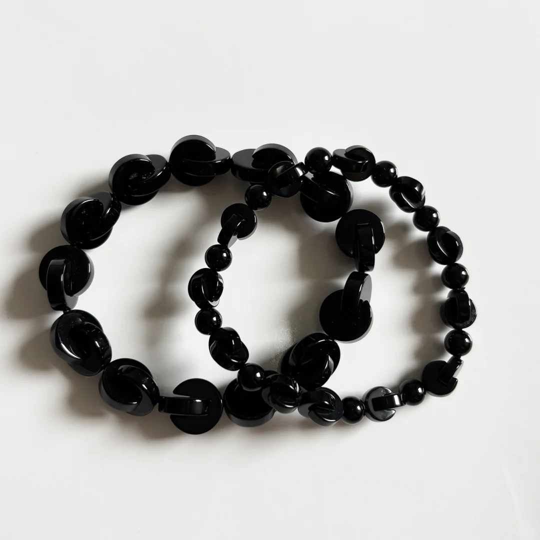 天然黑玛瑙手拉手手链情侣饰品