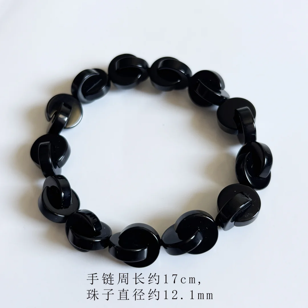 天然黑玛瑙手拉手手链情侣饰品