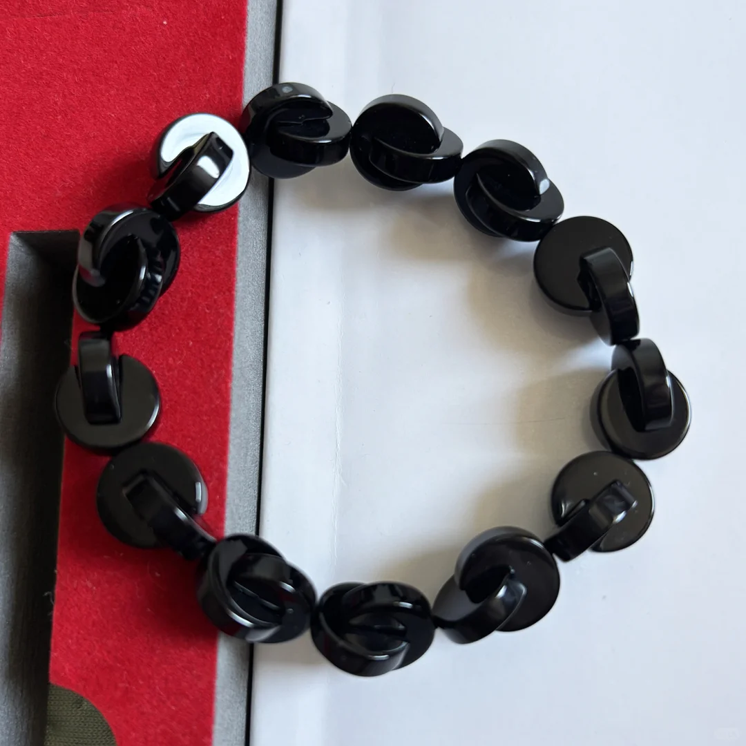 天然黑玛瑙手拉手手链情侣饰品
