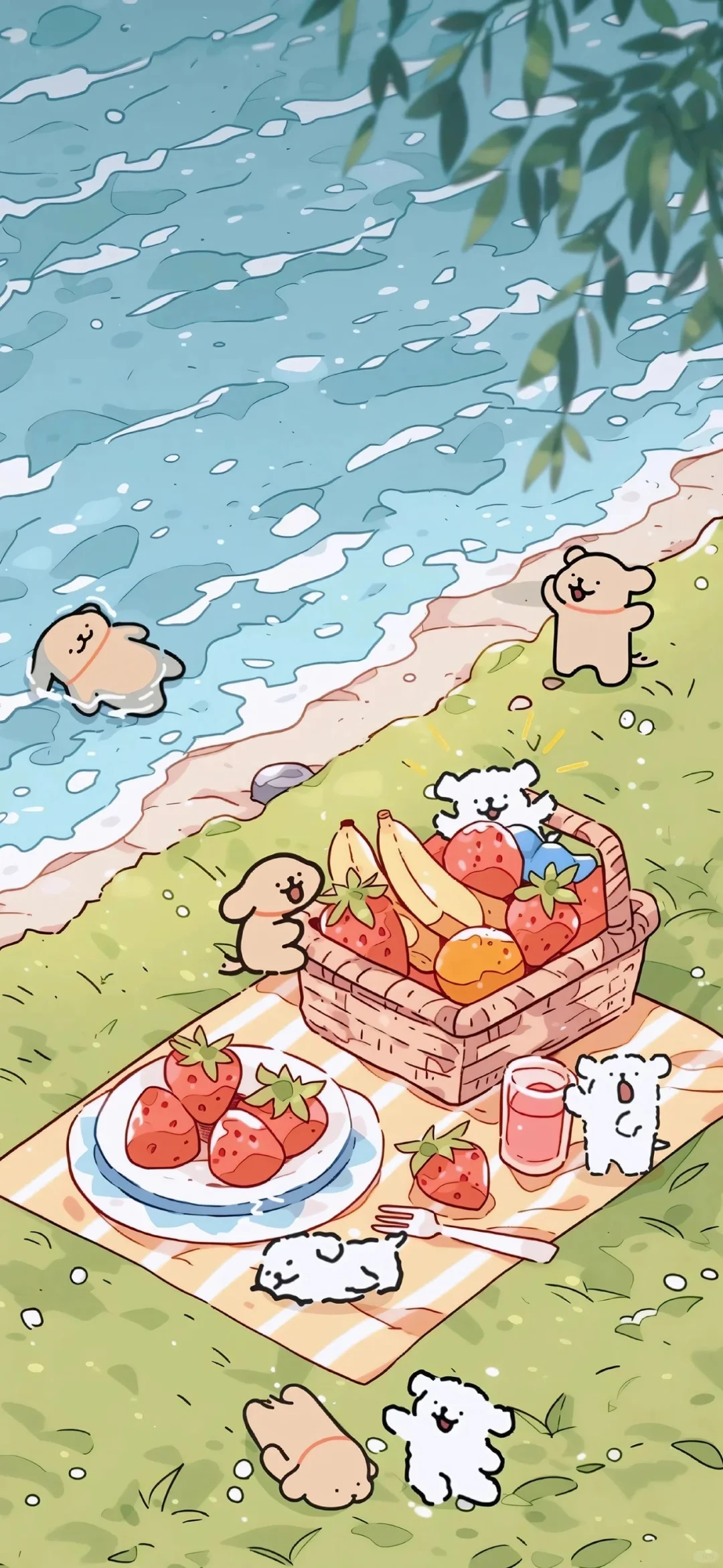 夏日清凉版线条小狗(壁纸搬运)