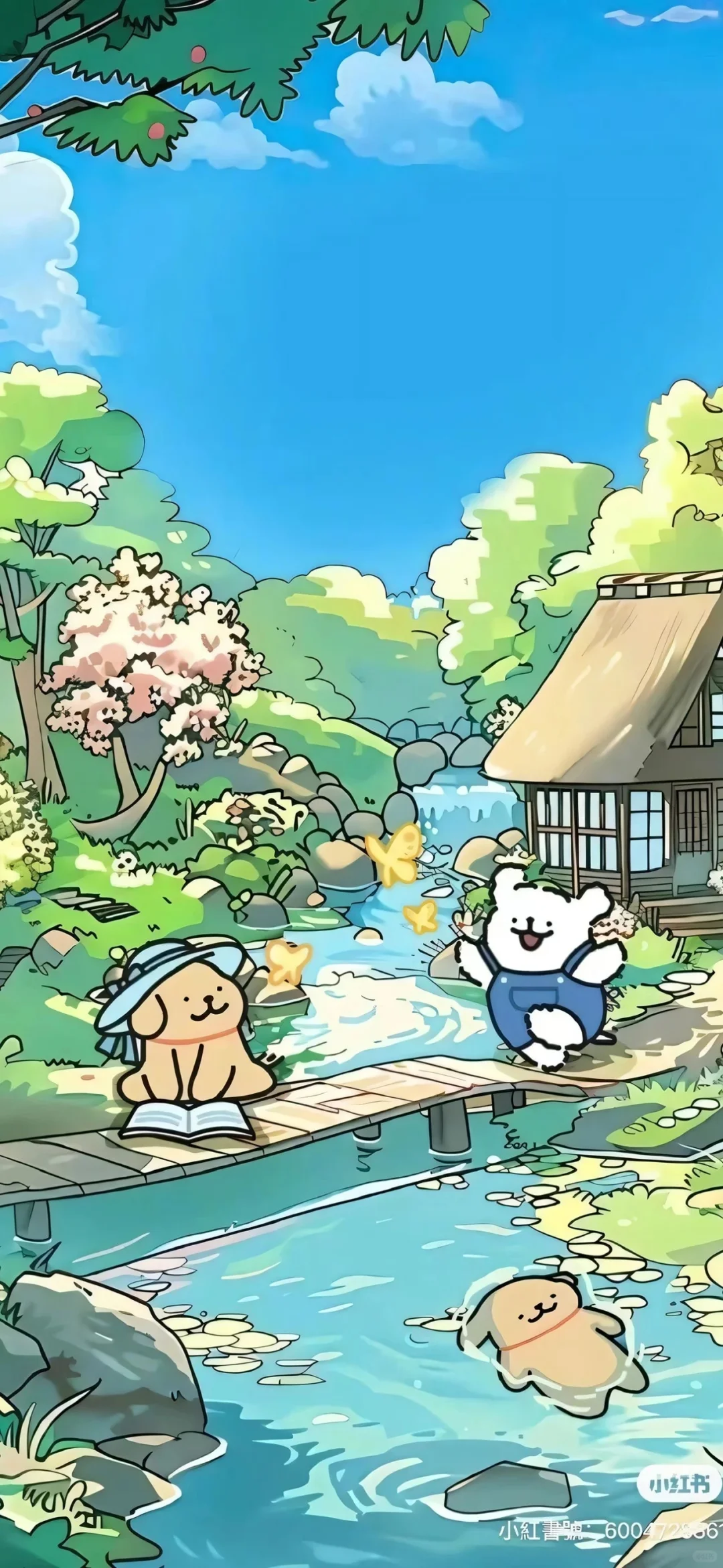 夏日清凉版线条小狗(壁纸搬运)