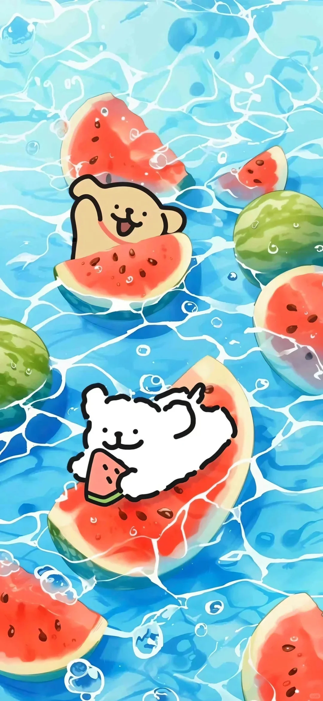 夏日清凉版线条小狗(壁纸搬运)