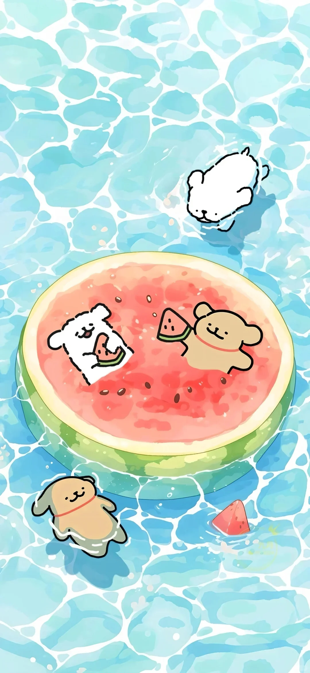 夏日清凉版线条小狗(壁纸搬运)