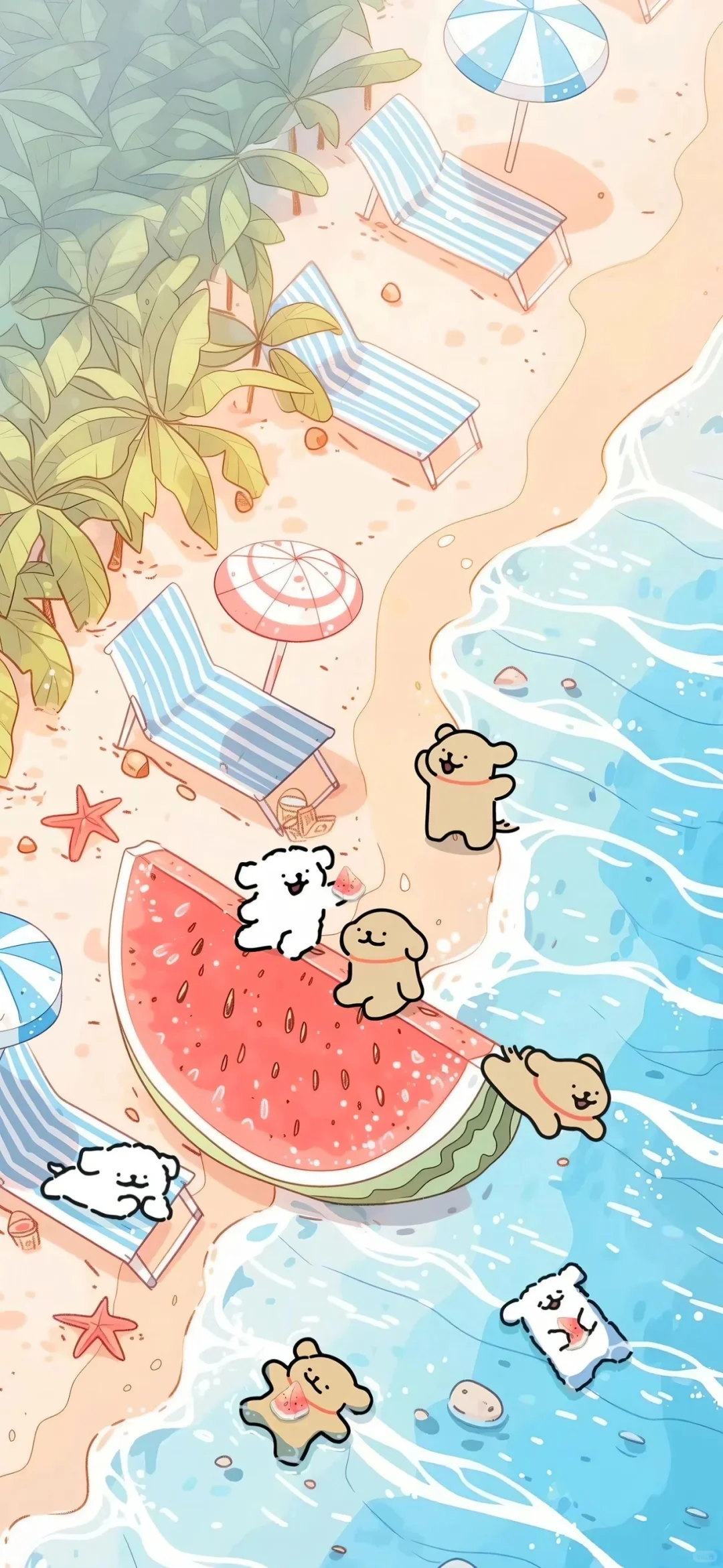 夏日清凉版线条小狗(壁纸搬运)