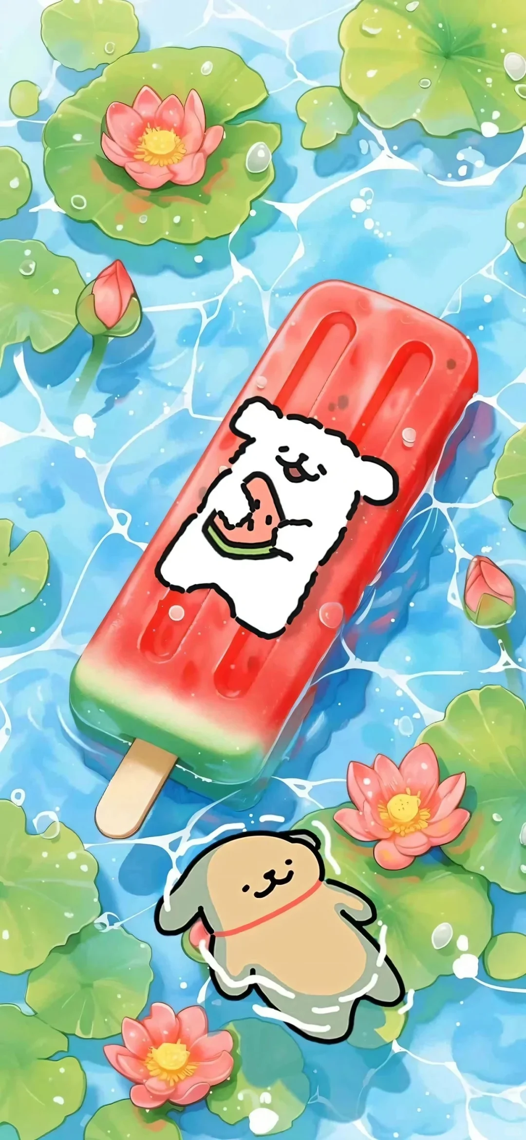 夏日清凉版线条小狗(壁纸搬运)