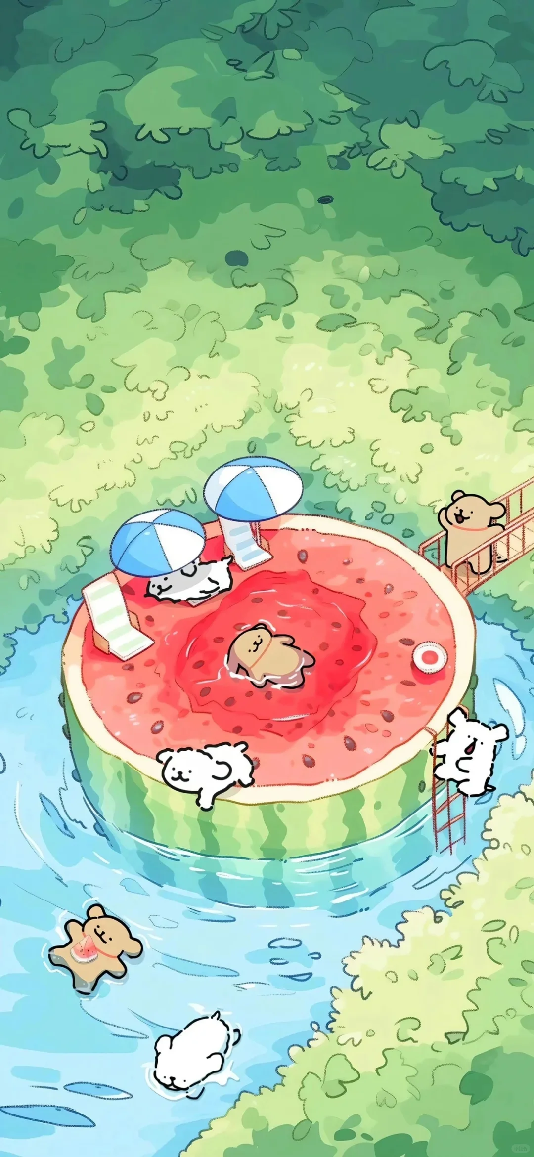 夏日清凉版线条小狗(壁纸搬运)