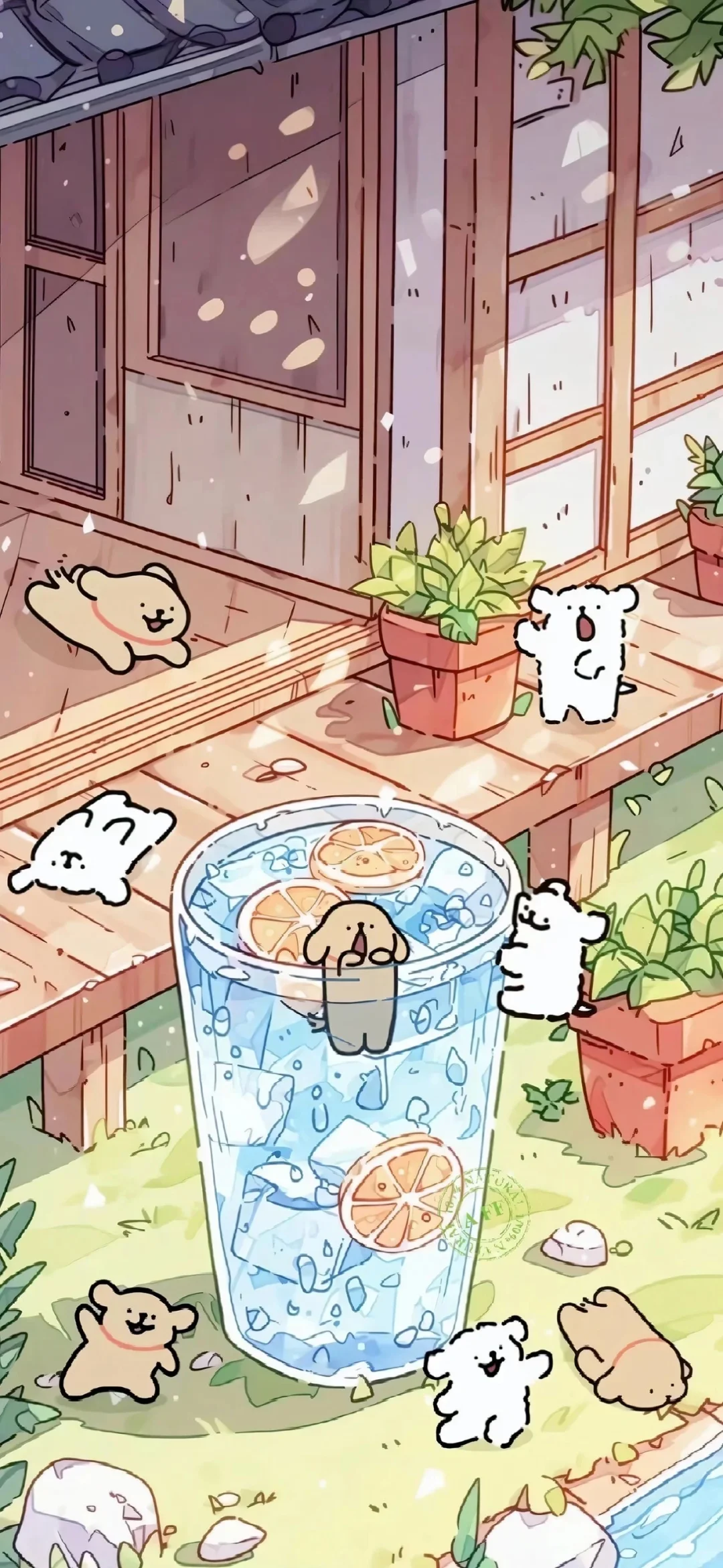 夏日清凉版线条小狗(壁纸搬运)