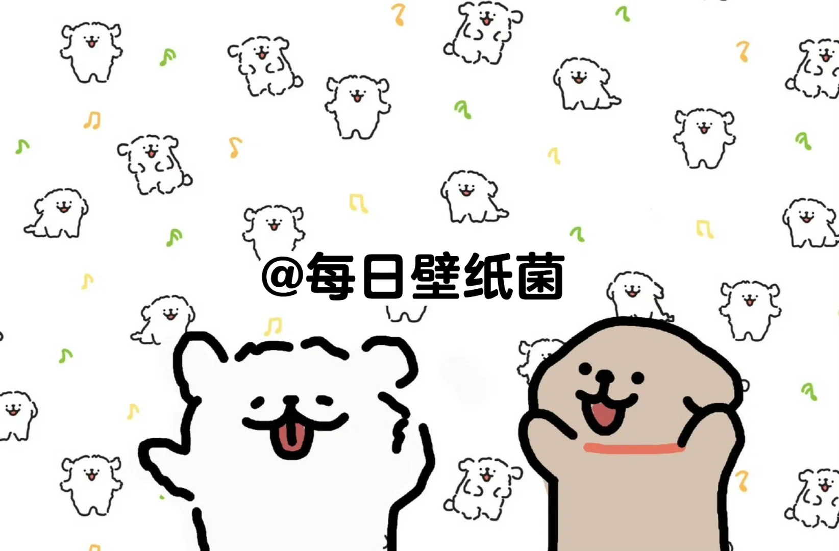 线条小狗iPad壁纸｜跟着小狗们一起舞动吧！