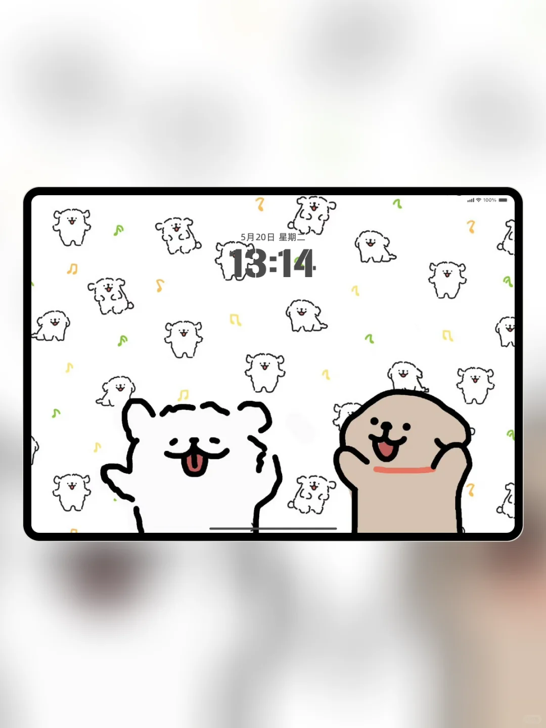 线条小狗iPad壁纸｜跟着小狗们一起舞动吧！