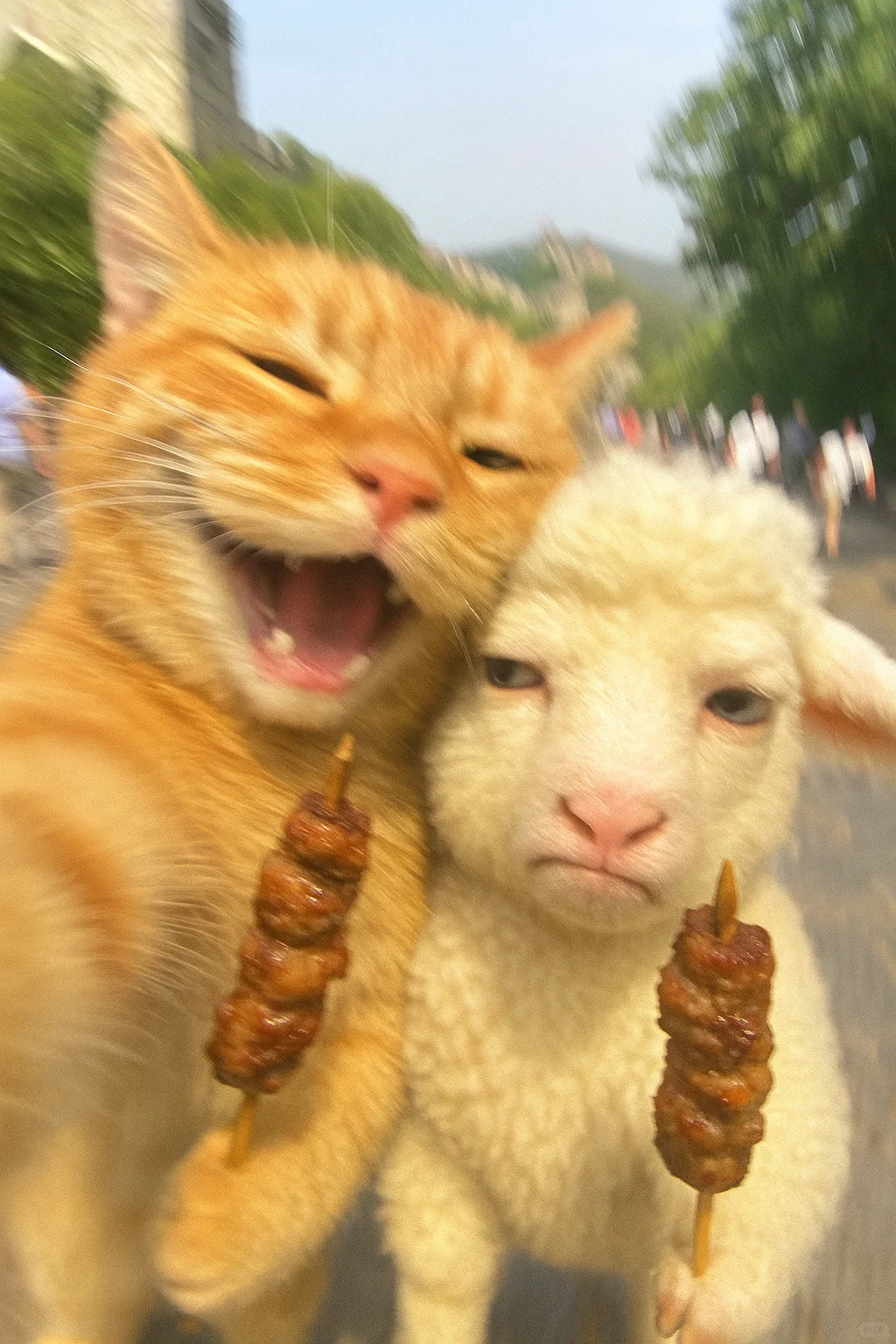 胖橘：她说，羊肉串很好吃。