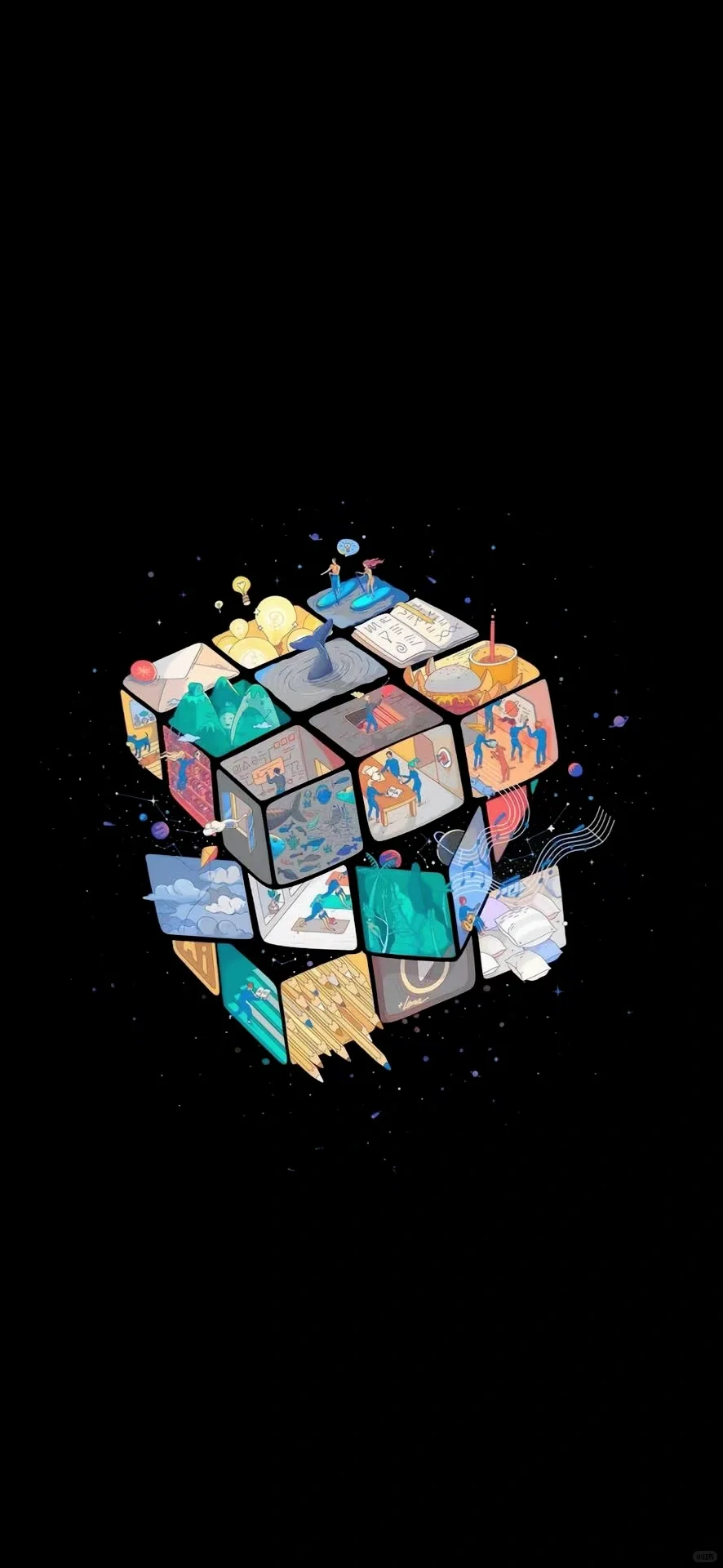 黑色壁纸 || 星空花海🌌花丛里是星光✨