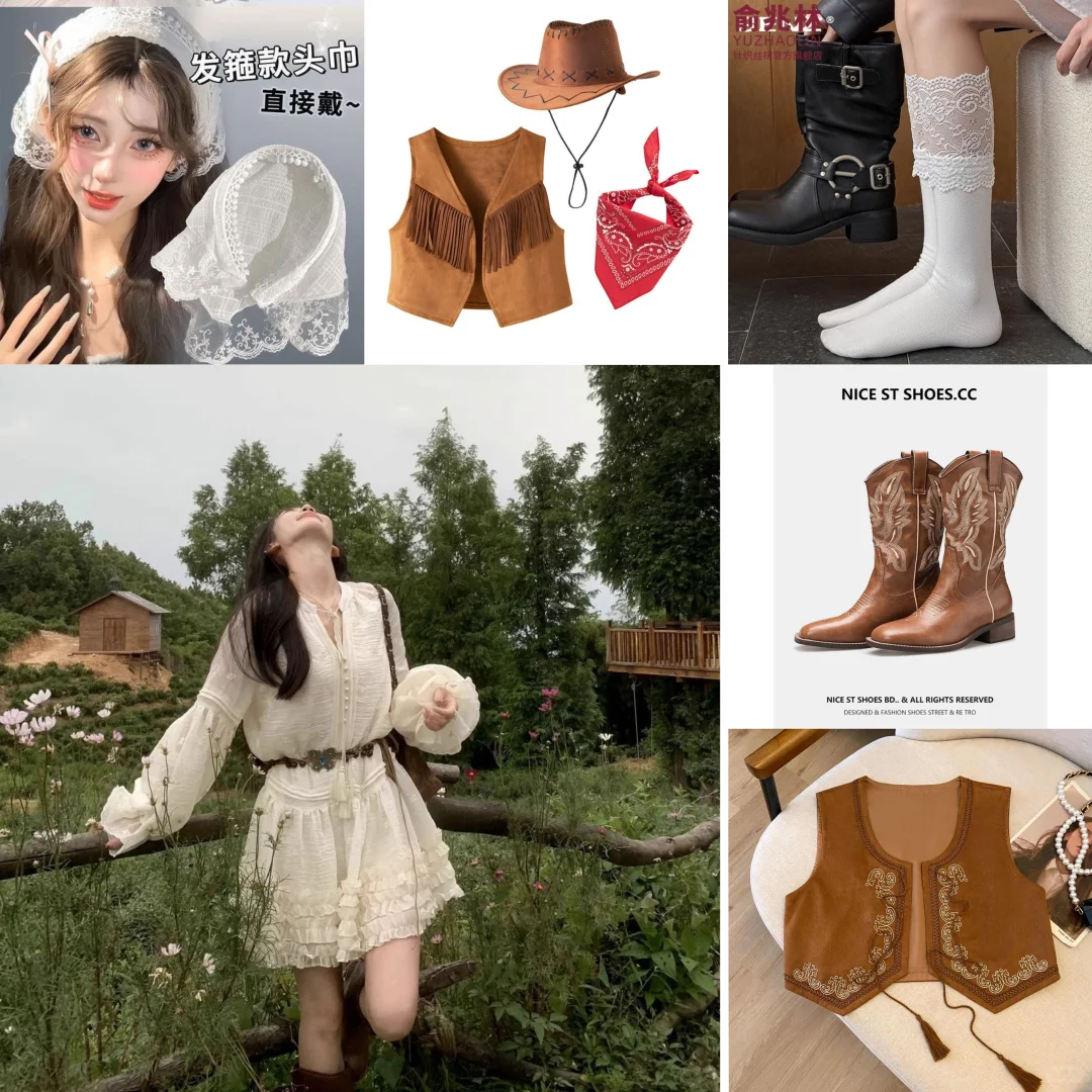 草原遛弯太出片！白裙棕系搭配自带松弛感