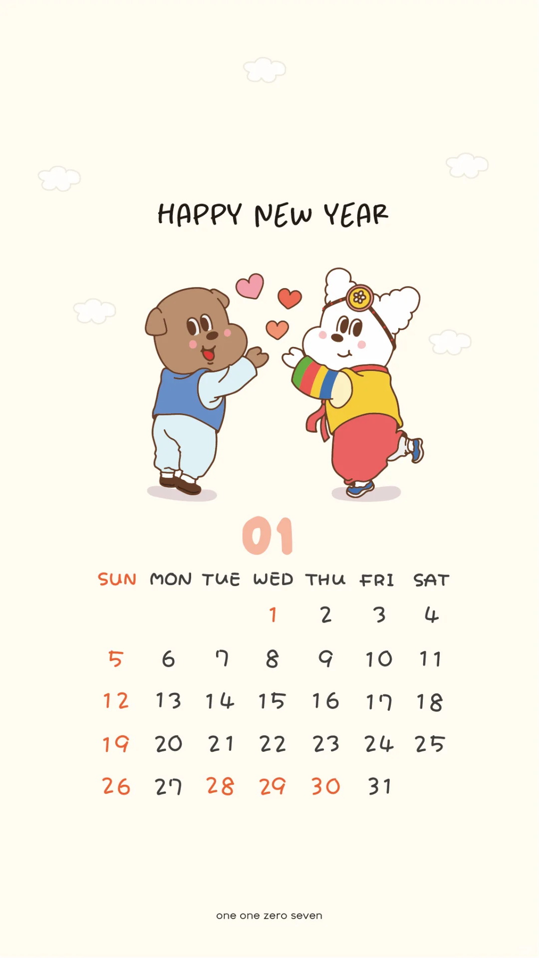 壁纸 | 1🈷️日历分享~
