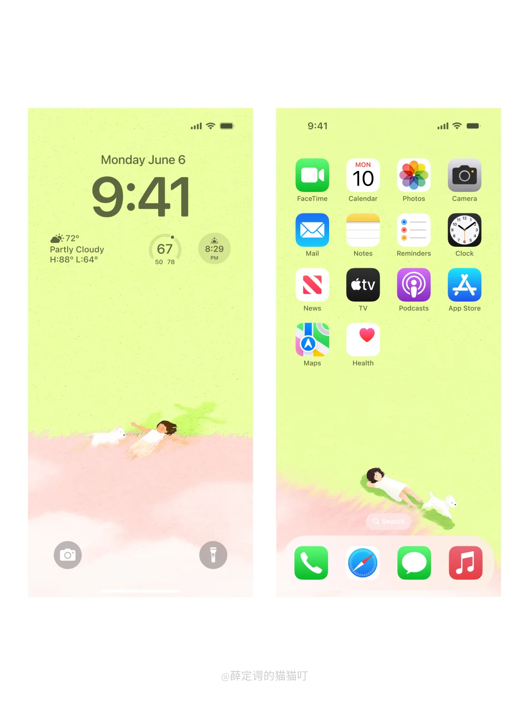 iPad和手机壁纸分享～｜粉绿搭配太舒服啦～