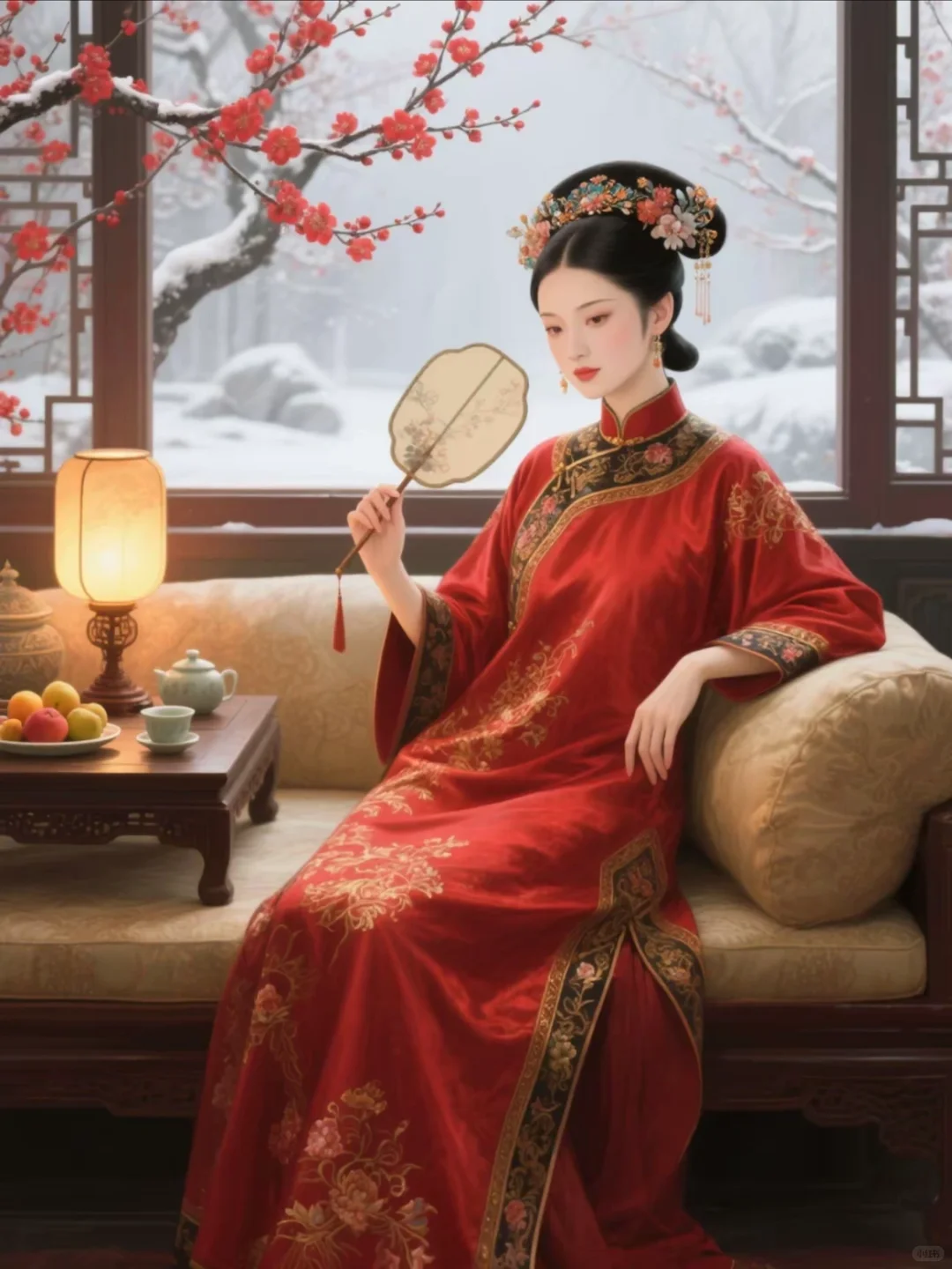 AI绘画分享｜眉眼如画，寒梅盛开，清冷娇艳