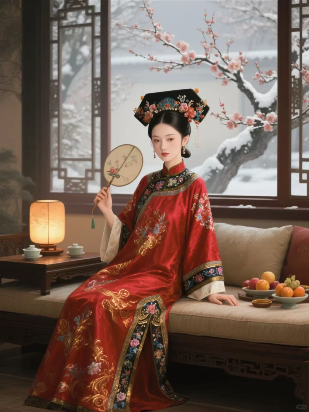 AI绘画分享｜眉眼如画，寒梅盛开，清冷娇艳