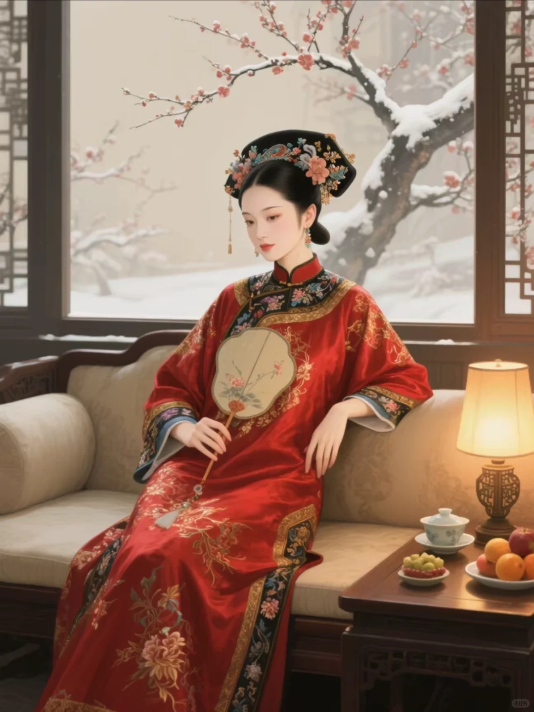 AI绘画分享｜眉眼如画，寒梅盛开，清冷娇艳