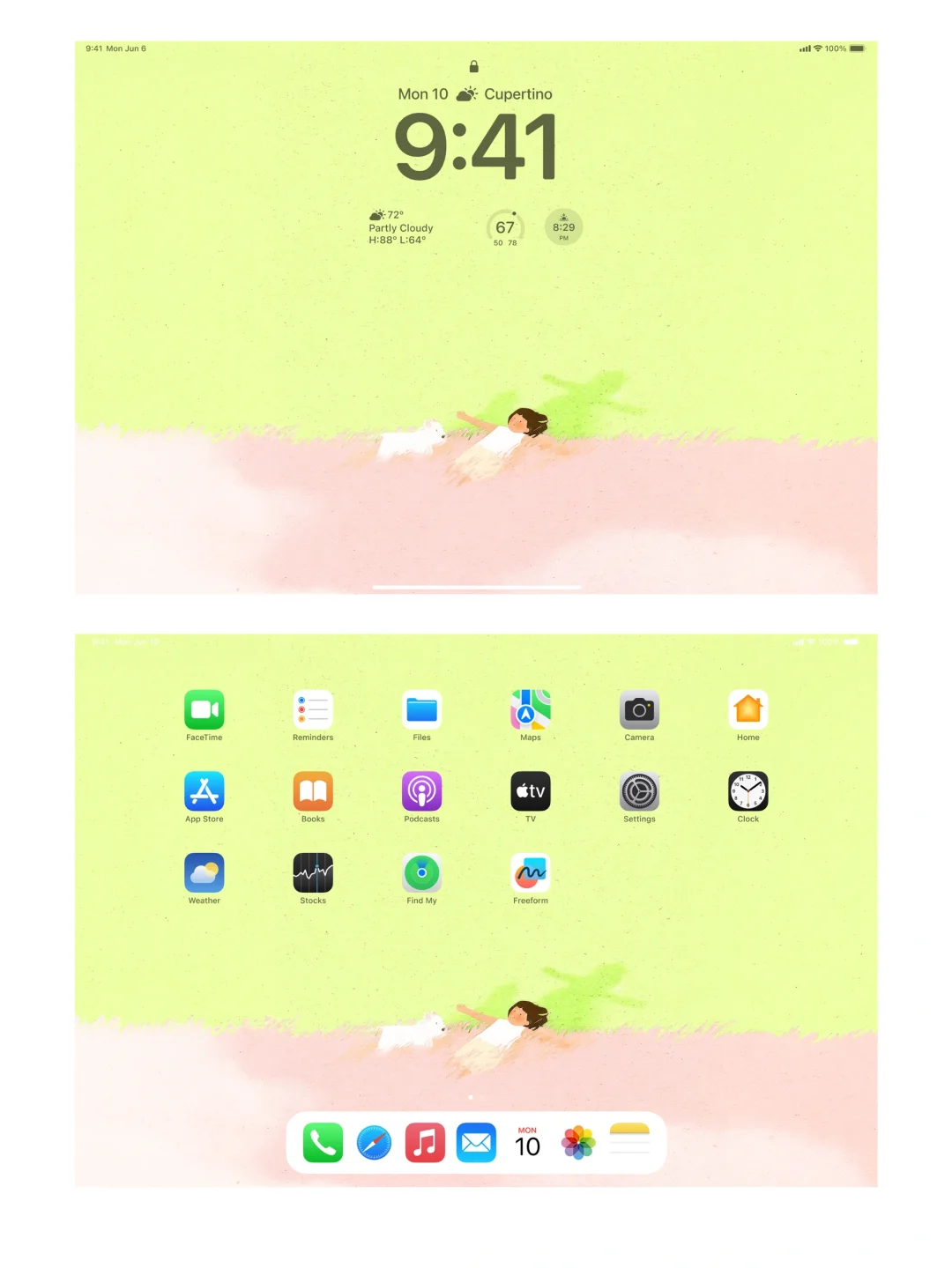 iPad和手机壁纸分享～｜粉绿搭配太舒服啦～
