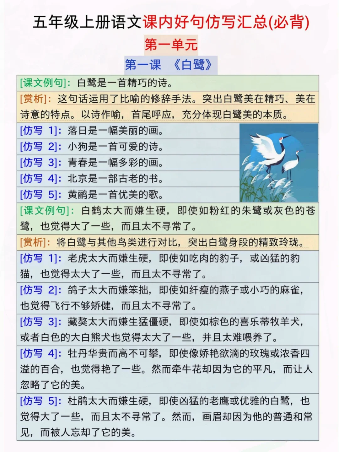 存下吧，五上语文仿写句子➕小练笔‼️