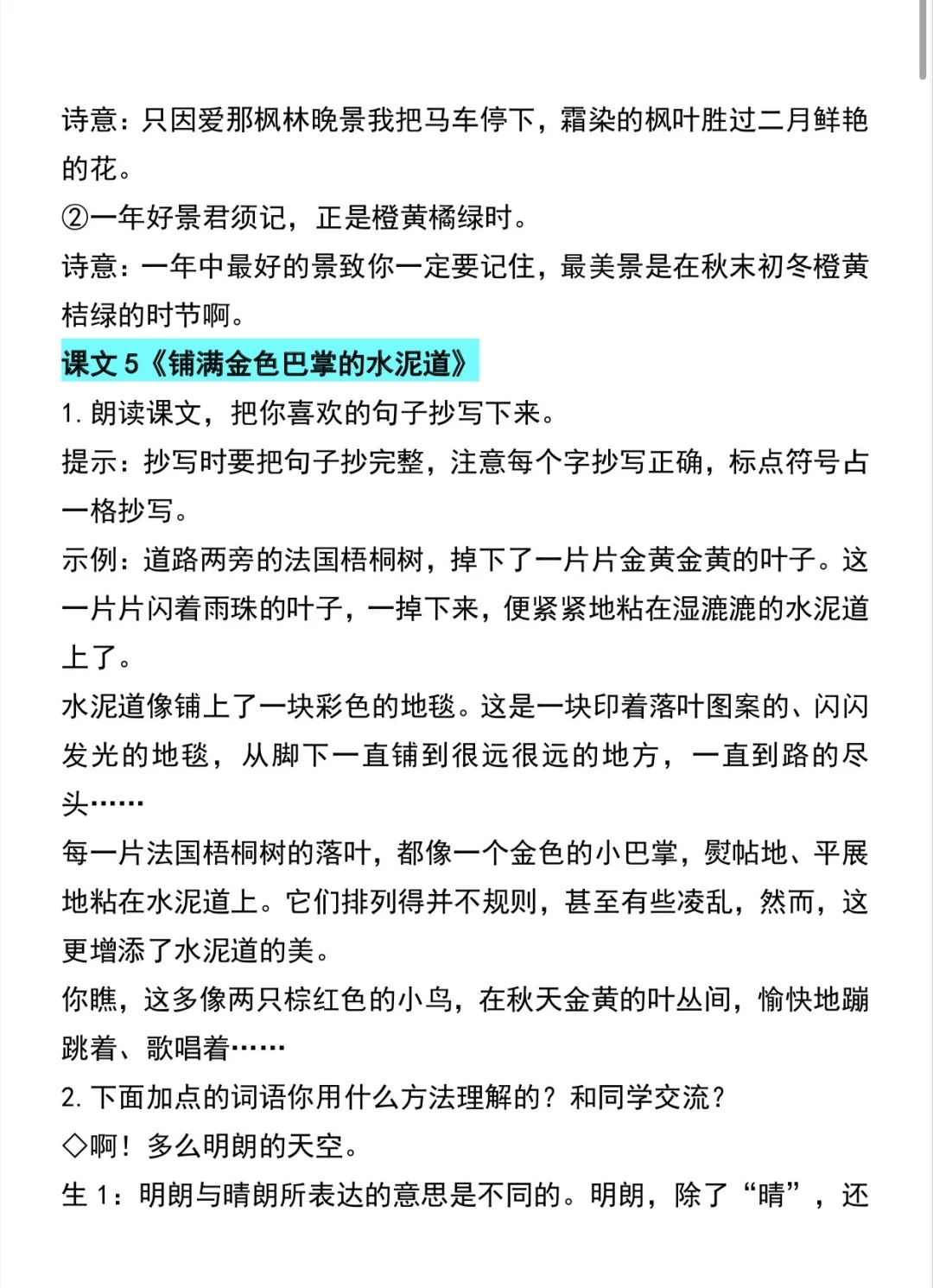 三年级上语文课后题答案汇总👀