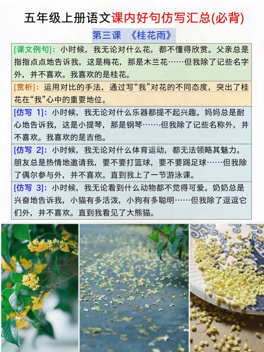 存下吧，五上语文仿写句子➕小练笔‼️