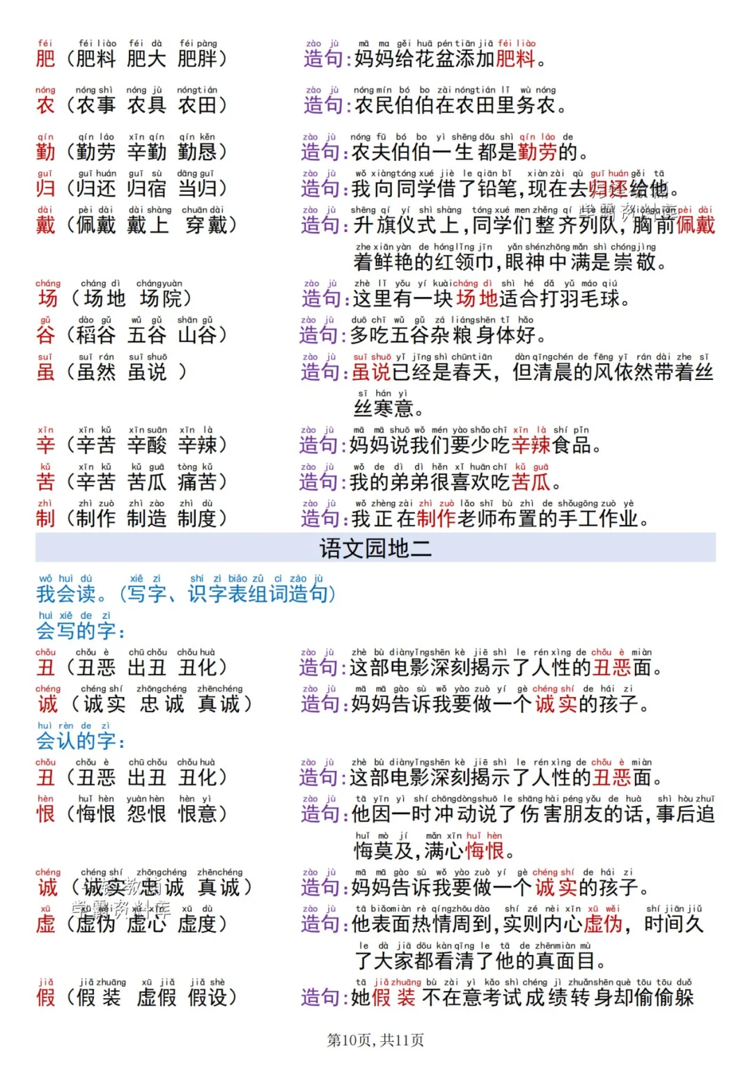 ❤️2025新二年级上册语文同字组词造句！