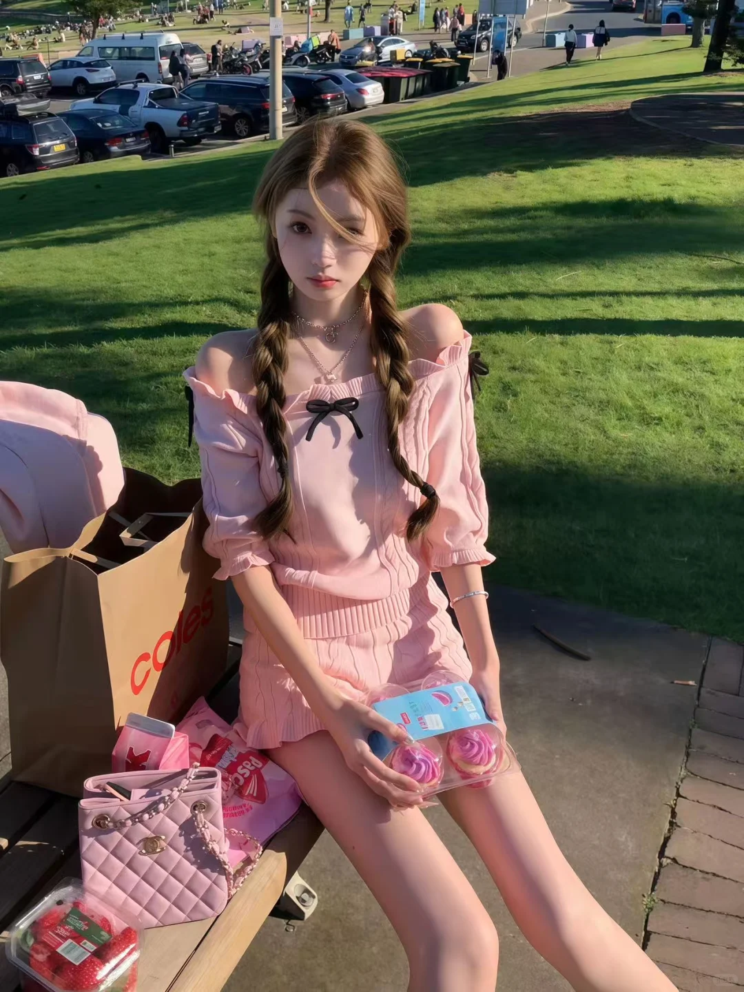 粉粉嫩嫩的少女感穿搭、好甜呀～