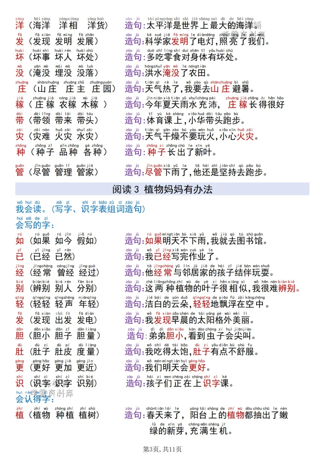 ❤️2025新二年级上册语文同字组词造句！