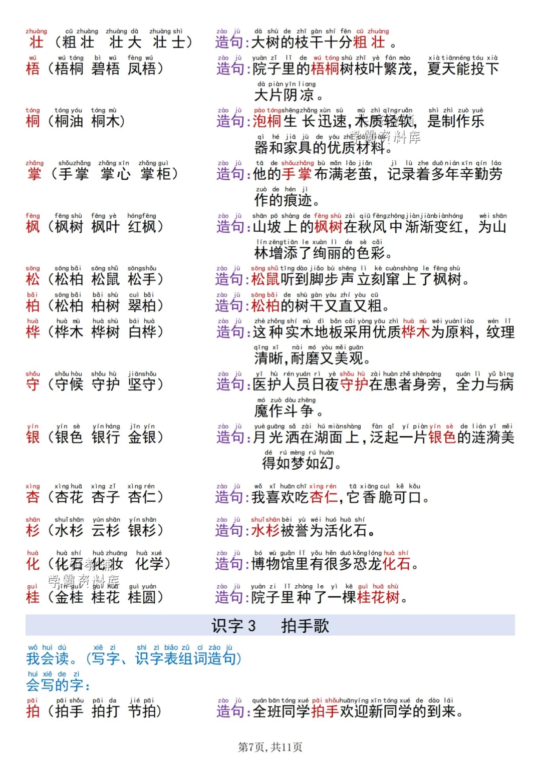 ❤️2025新二年级上册语文同字组词造句！
