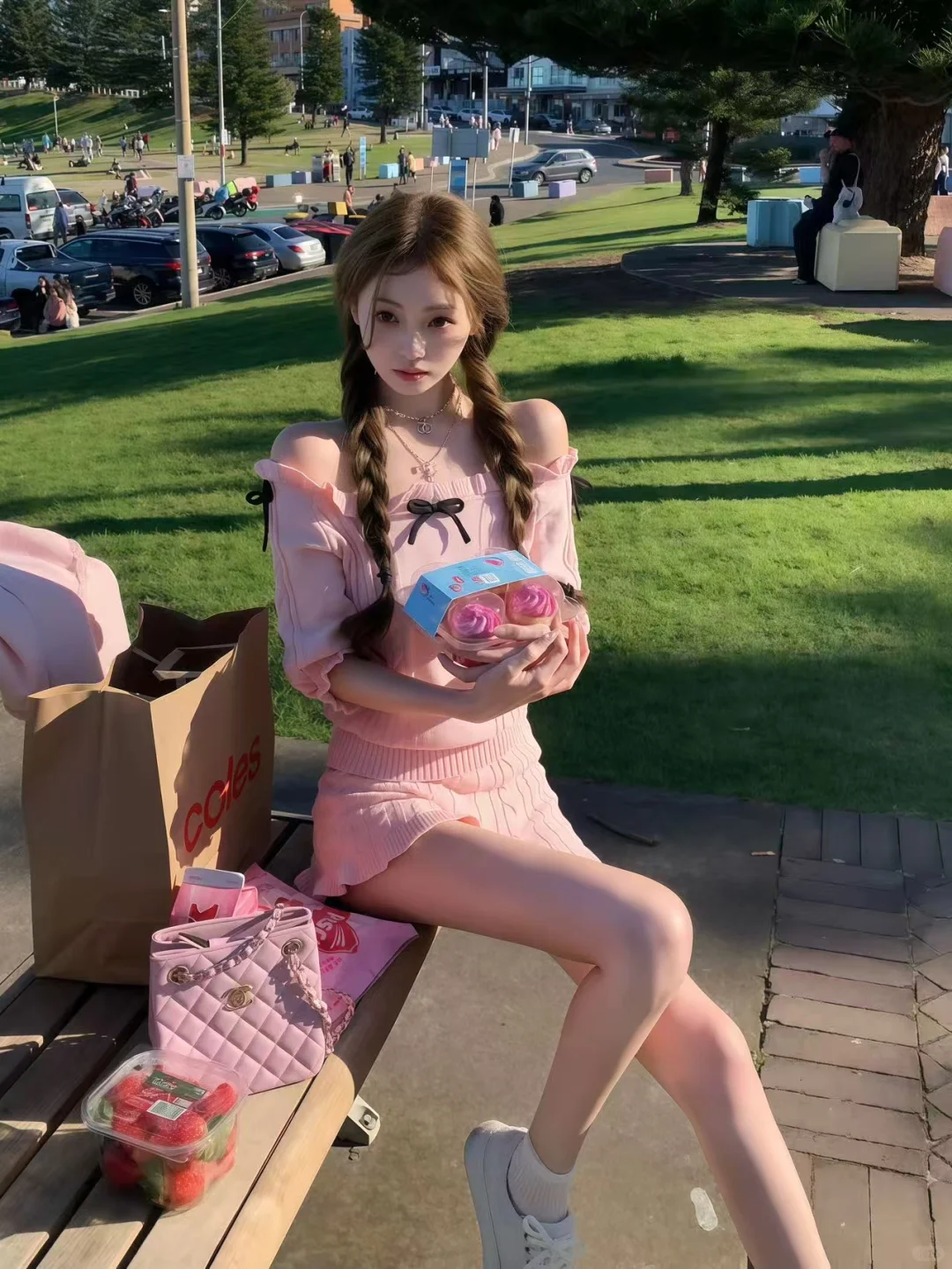 粉粉嫩嫩的少女感穿搭、好甜呀～