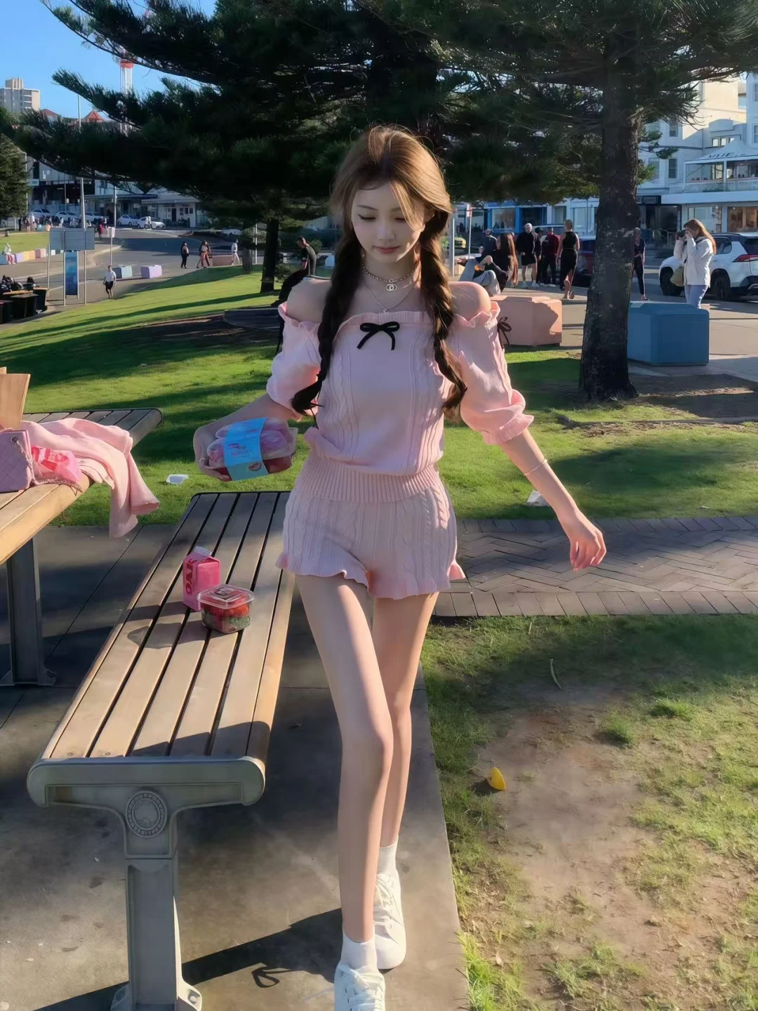 粉粉嫩嫩的少女感穿搭、好甜呀～
