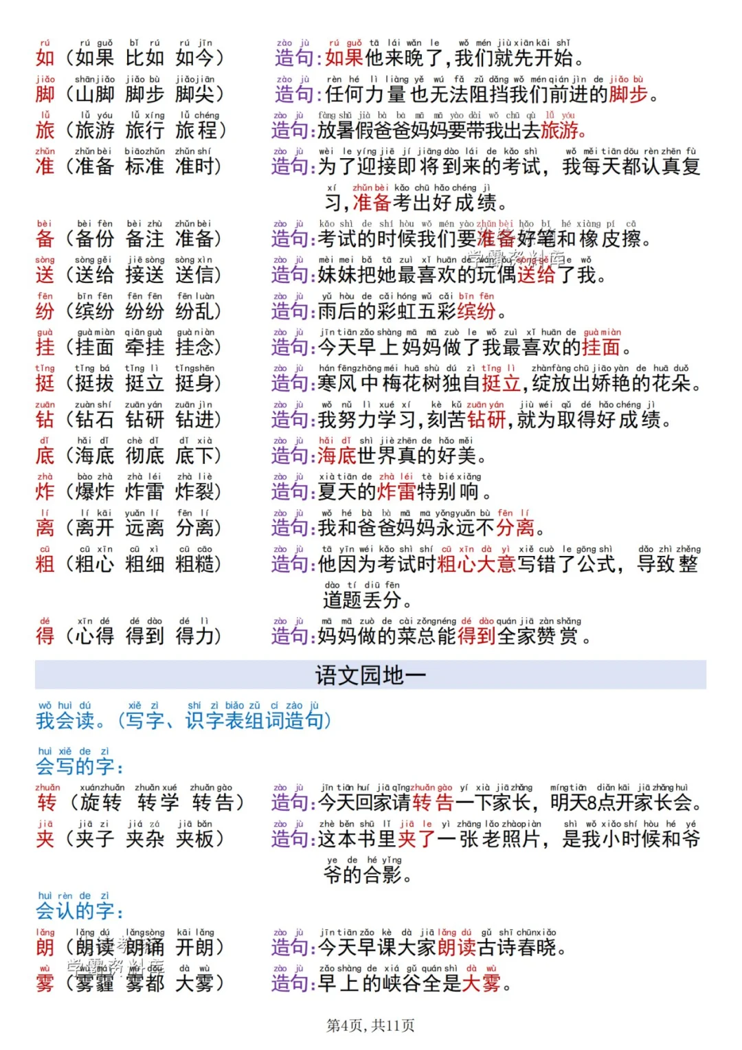 ❤️2025新二年级上册语文同字组词造句！