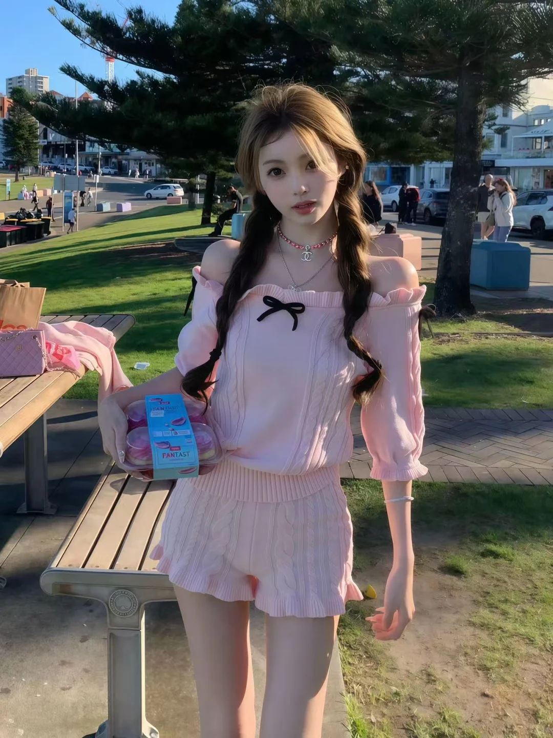 粉粉嫩嫩的少女感穿搭、好甜呀～
