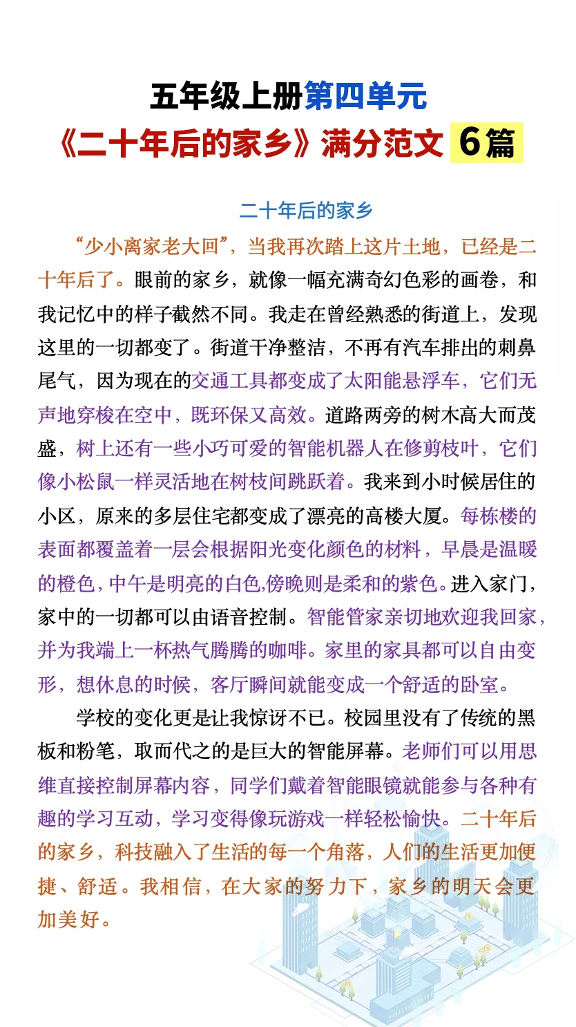   五年级上册 1-8单元满分💯范文集锦