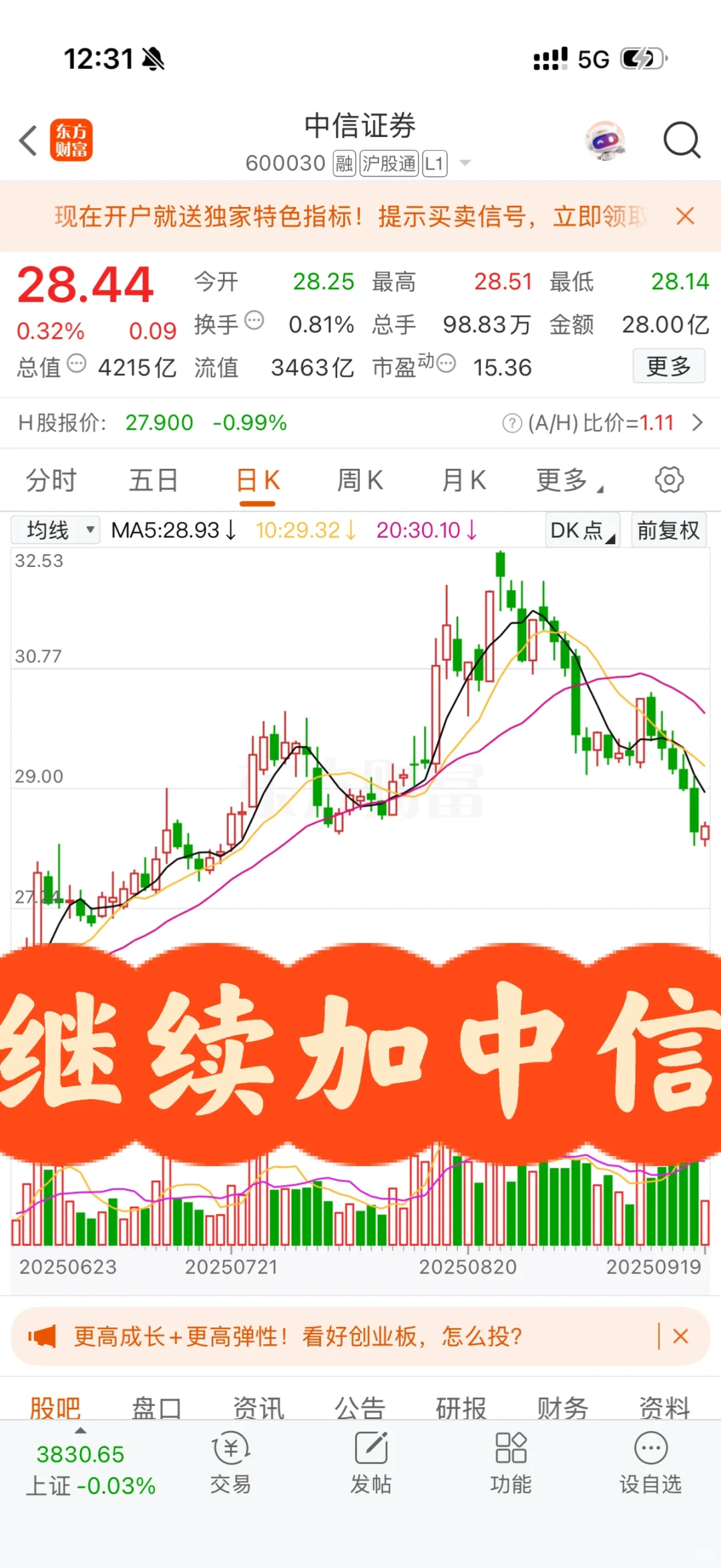 继续加中信证券