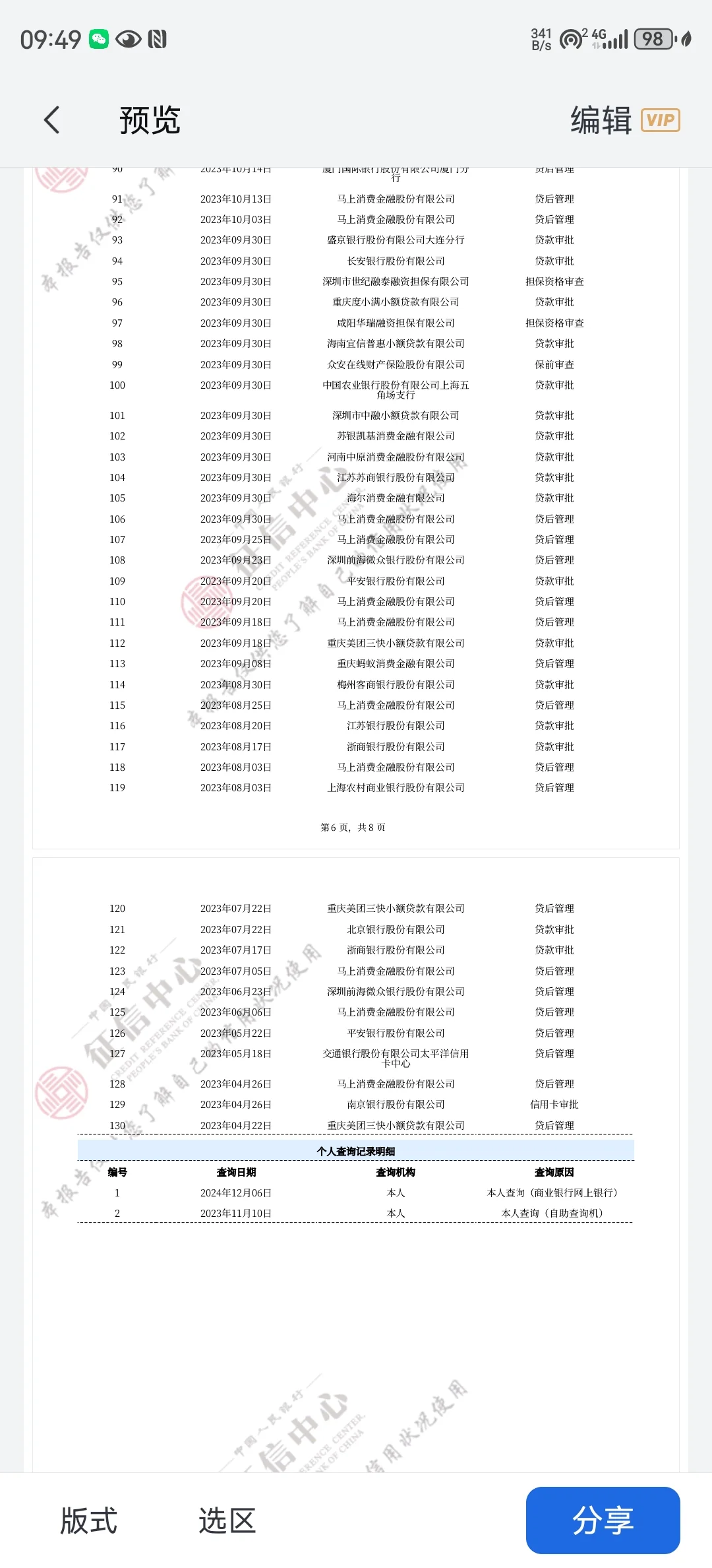 个人征信报告