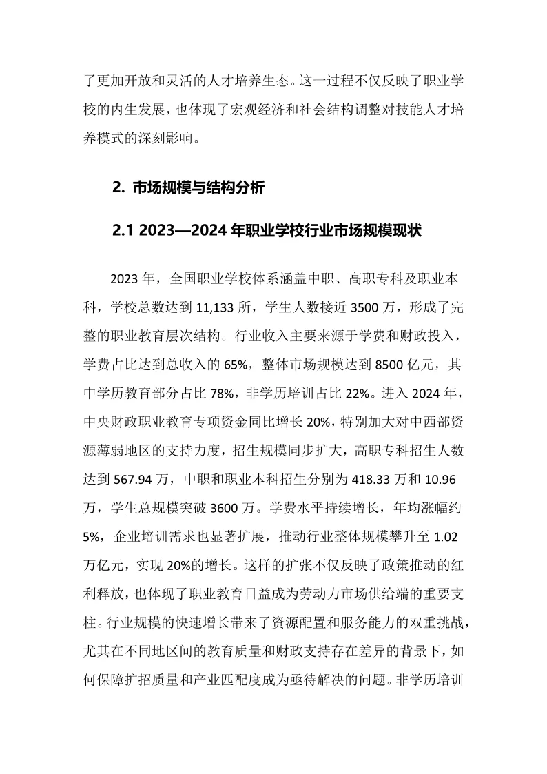 2025年职业学校行业调研分析报告