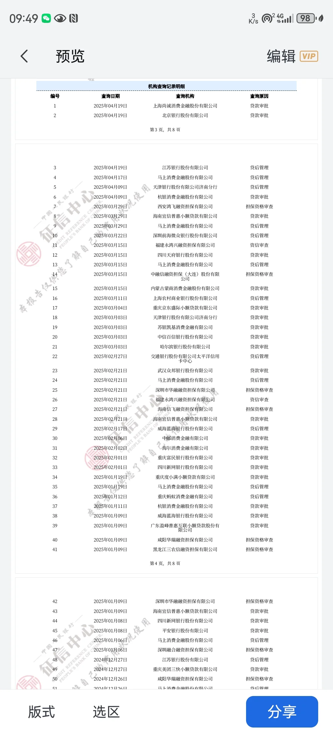 个人征信报告