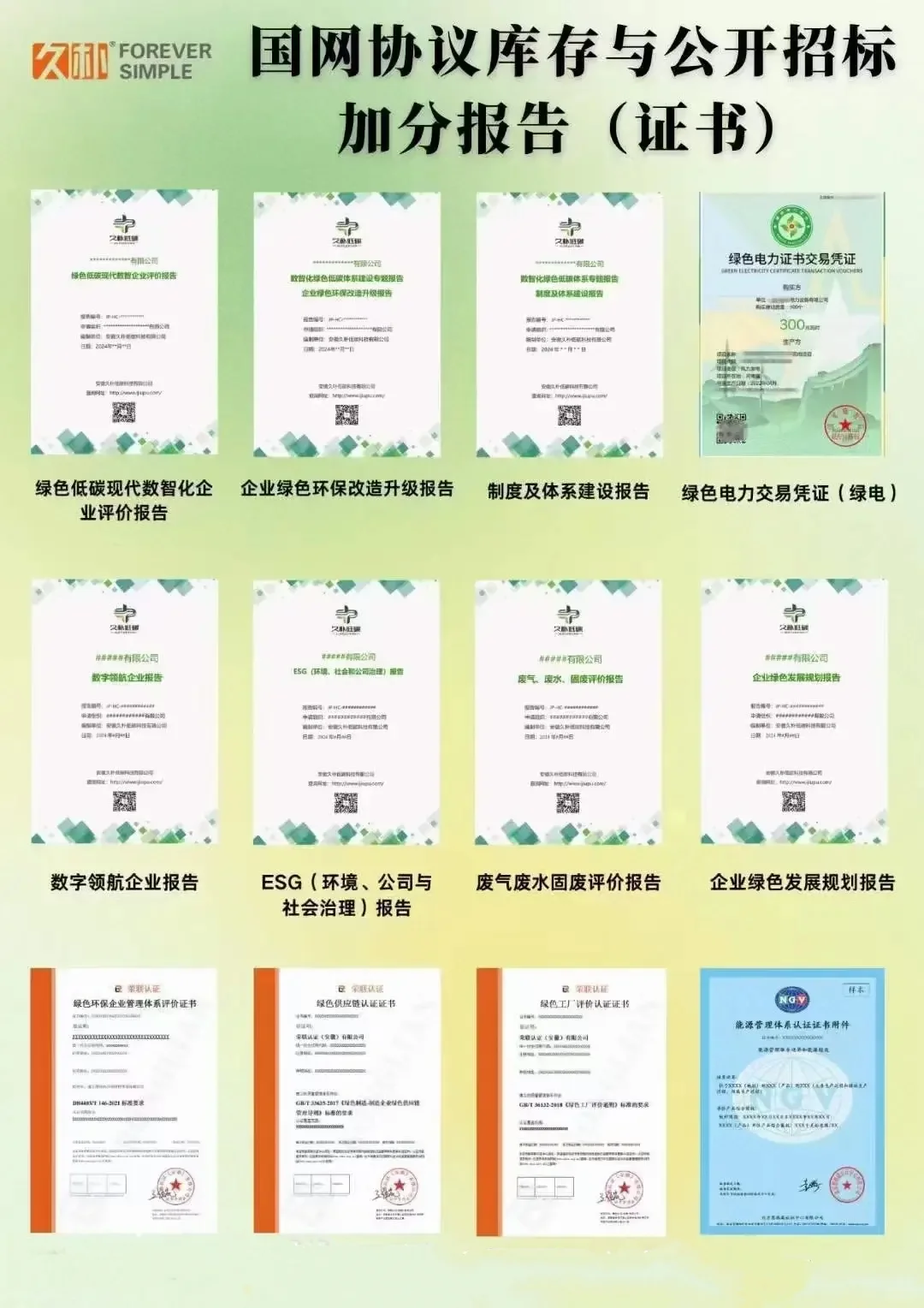 电网招投标必备认证绿色电力证书ESG报告