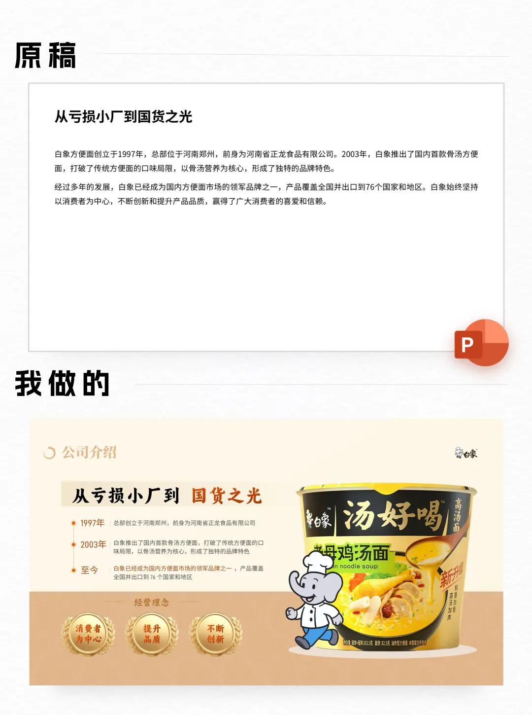 为家乡的食品企业做了一份宣传PPT