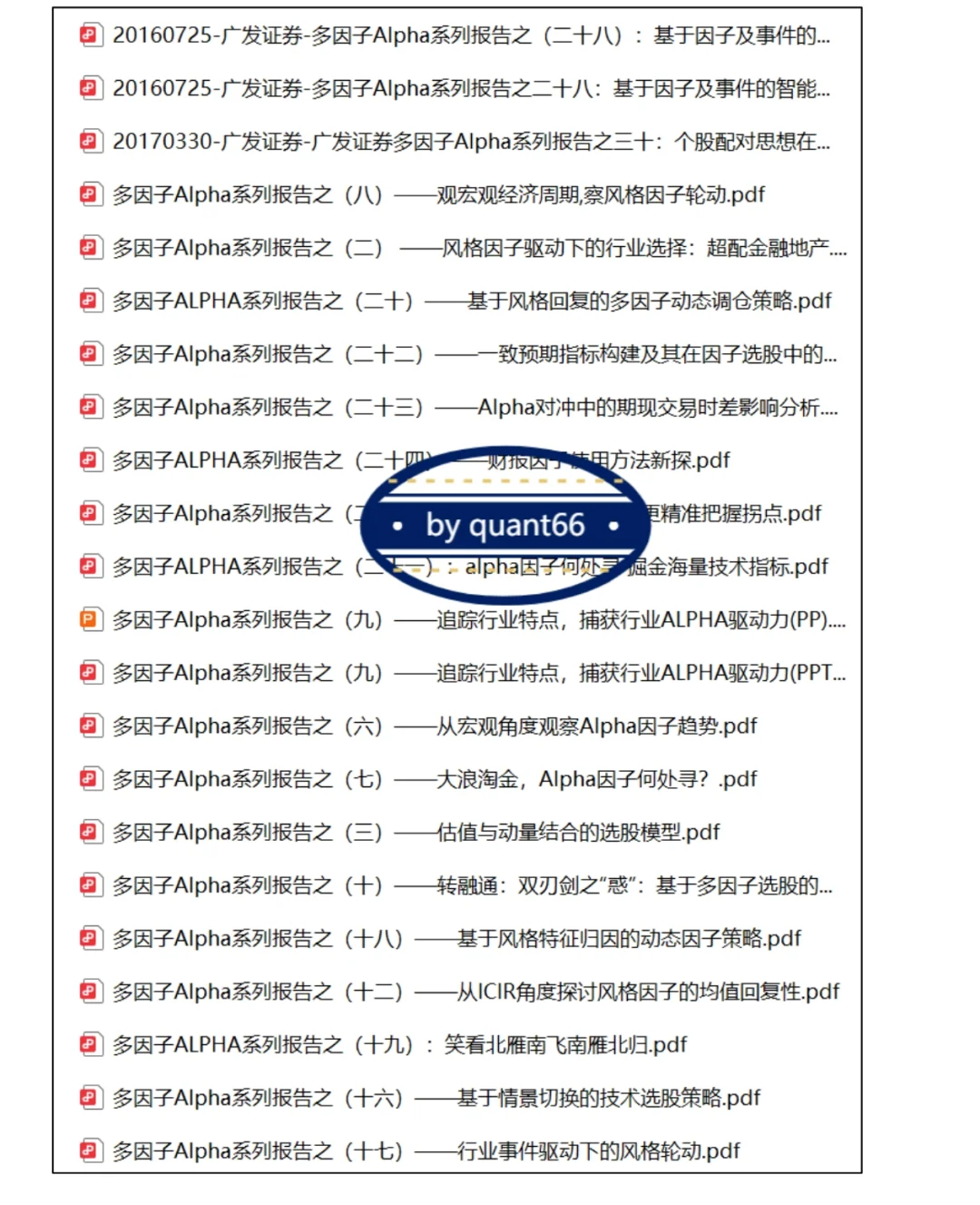 量化多因子研报汇总
