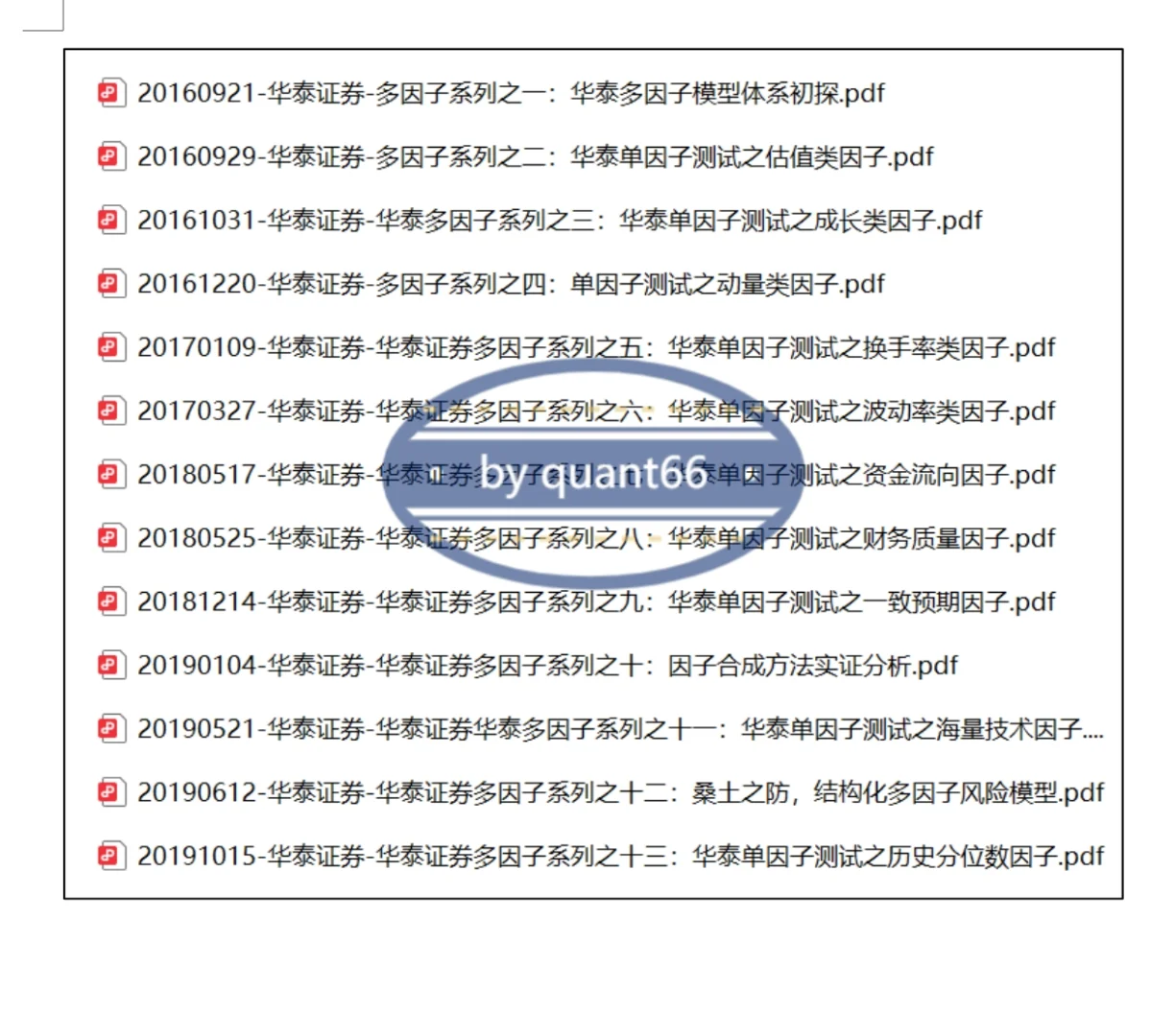 量化多因子研报汇总
