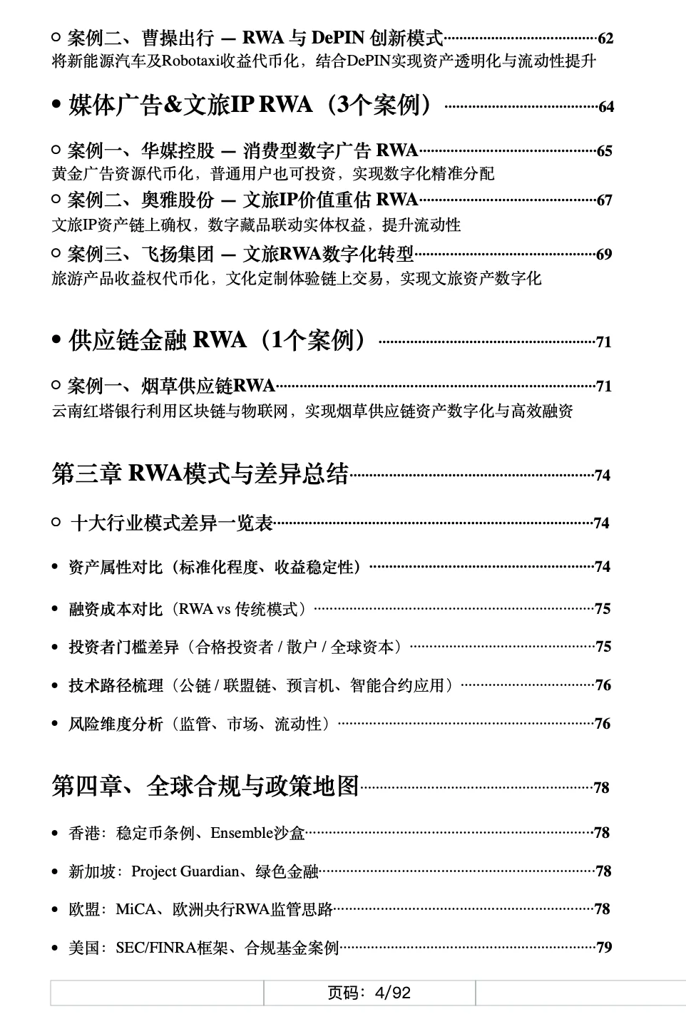 92页《2025RWA最新案例大全》目录来了